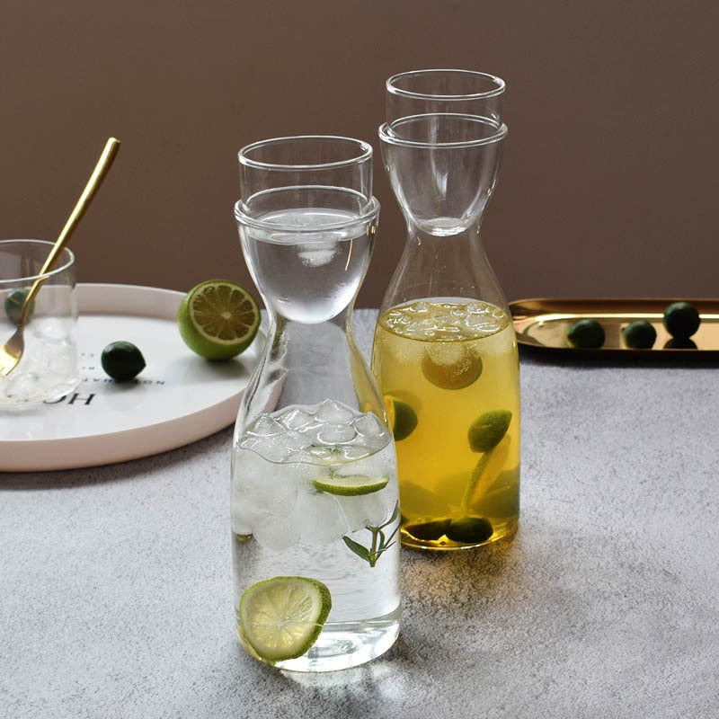 Premium Duo Dome Glass Pitcher with 2 Cups - Elegant Iced Tea & Lemonade Server for Parties, BBQs & Outdoor Entertaining