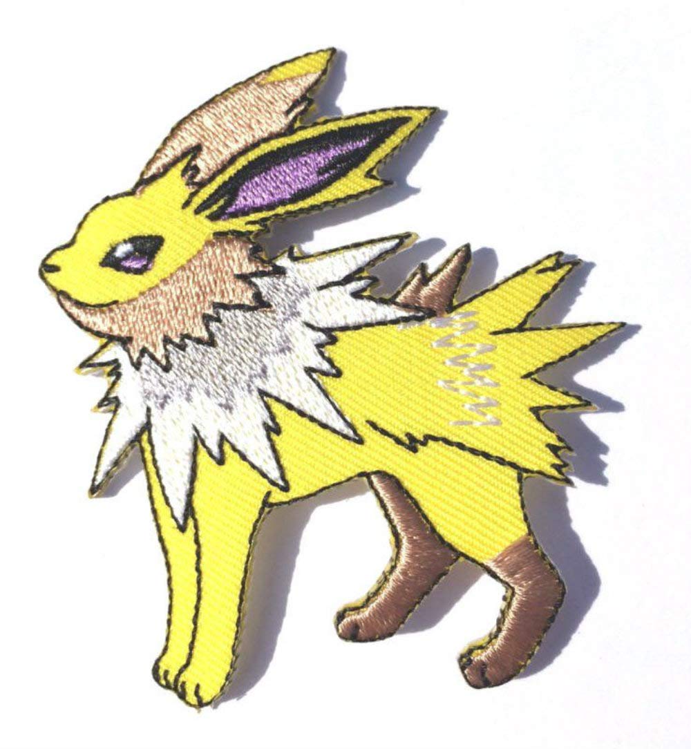 Jolteon Embroidered Patch (2.75 Inch) - Iron On or Sew On Badge Applique for Costumes, Jackets & Backpacks - Lightning Electric Pokemon Emblem Souvenir