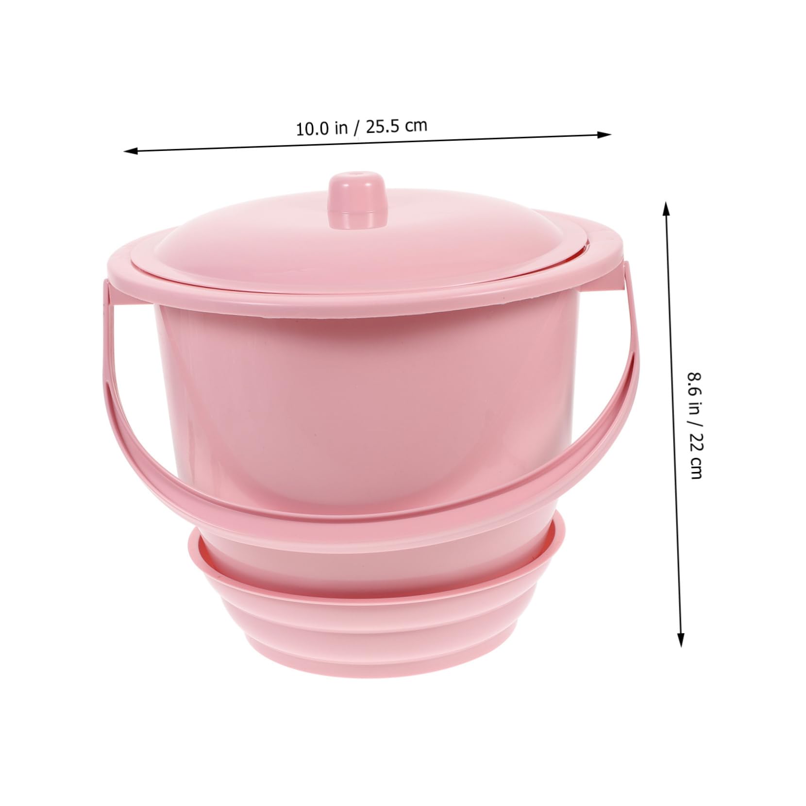 Portable Plastic Bedside Urinal with Lid & Handle - Pink Chamber Pot for Women & Men - Ideal for Travel, Camping, and Home Care Use