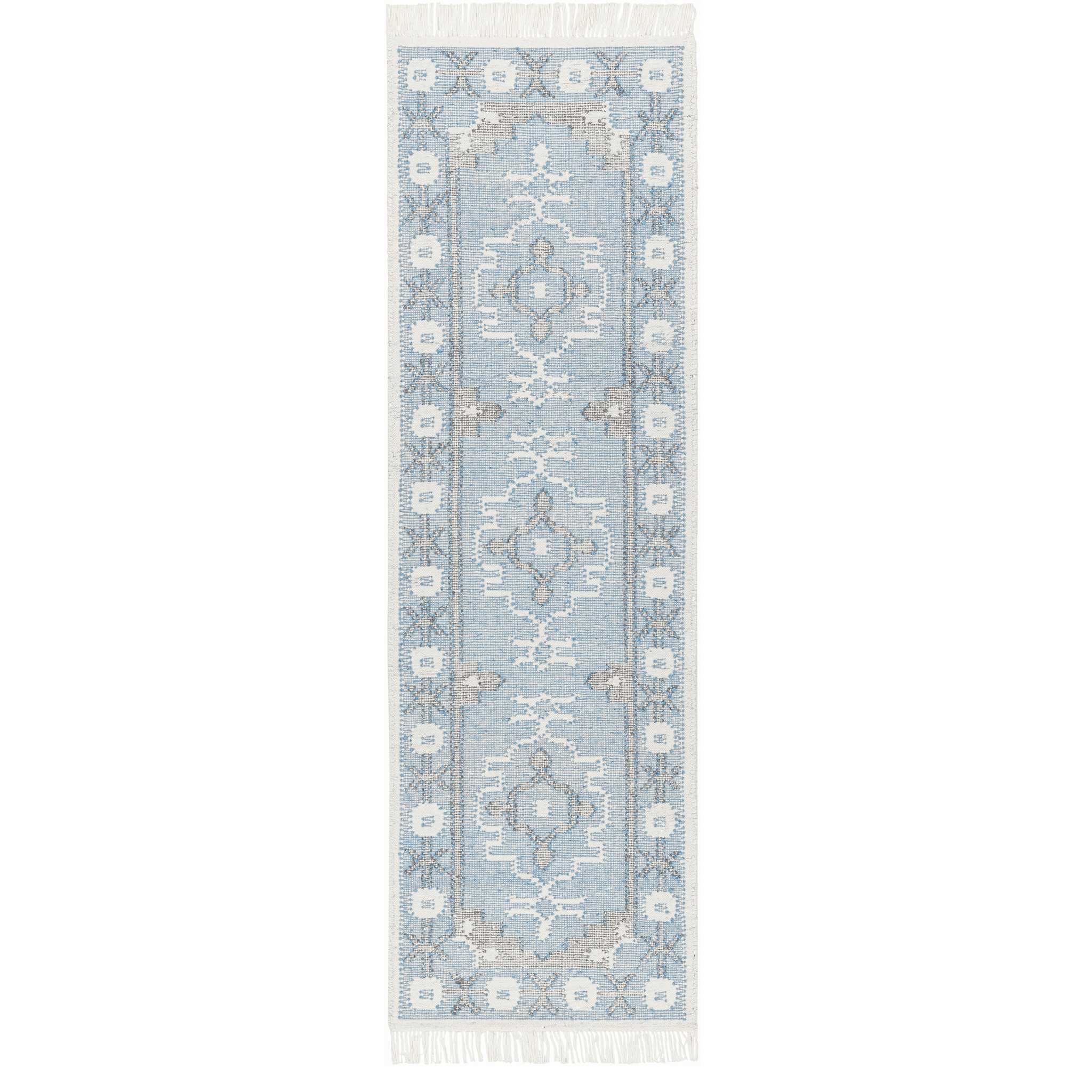 Eco-Friendly Blue & Cream Recycled PET Yarn Area Rug - Multiple Size Options for Living Room, Bedroom & Office Decor