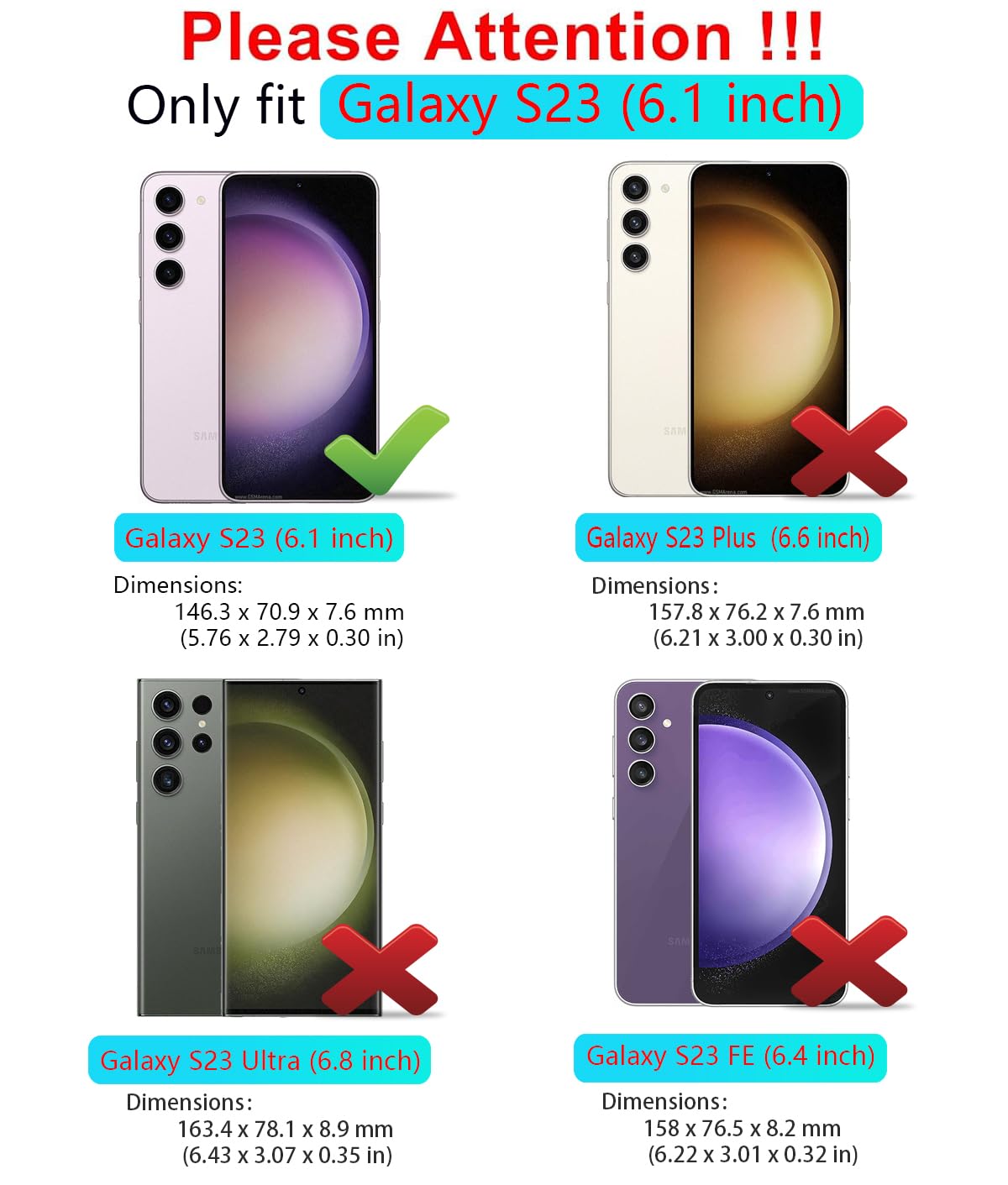 ONOLA Heavy Duty Shockproof 3-Layer Phone Case for Samsung Galaxy S23 6.1