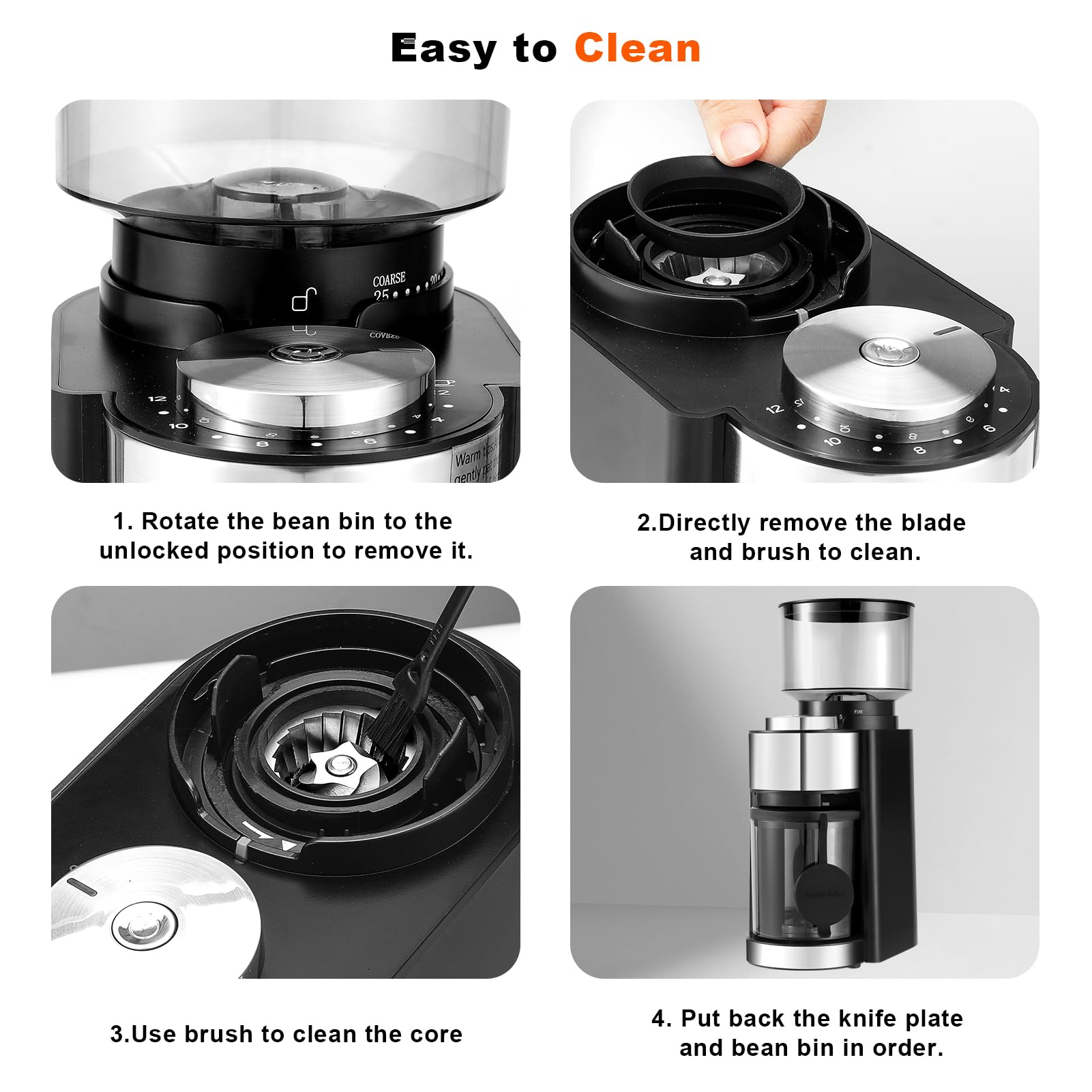 Premium Mongdio Electric Burr Coffee Grinder - 25 Precise Grind Settings for Espresso, Drip, Cold Brew & French Press - Professional Coffee Bean Grinder for Home & Office Use - Perfect for Morning Brews & Entertaining Guests - Sleek Black Design