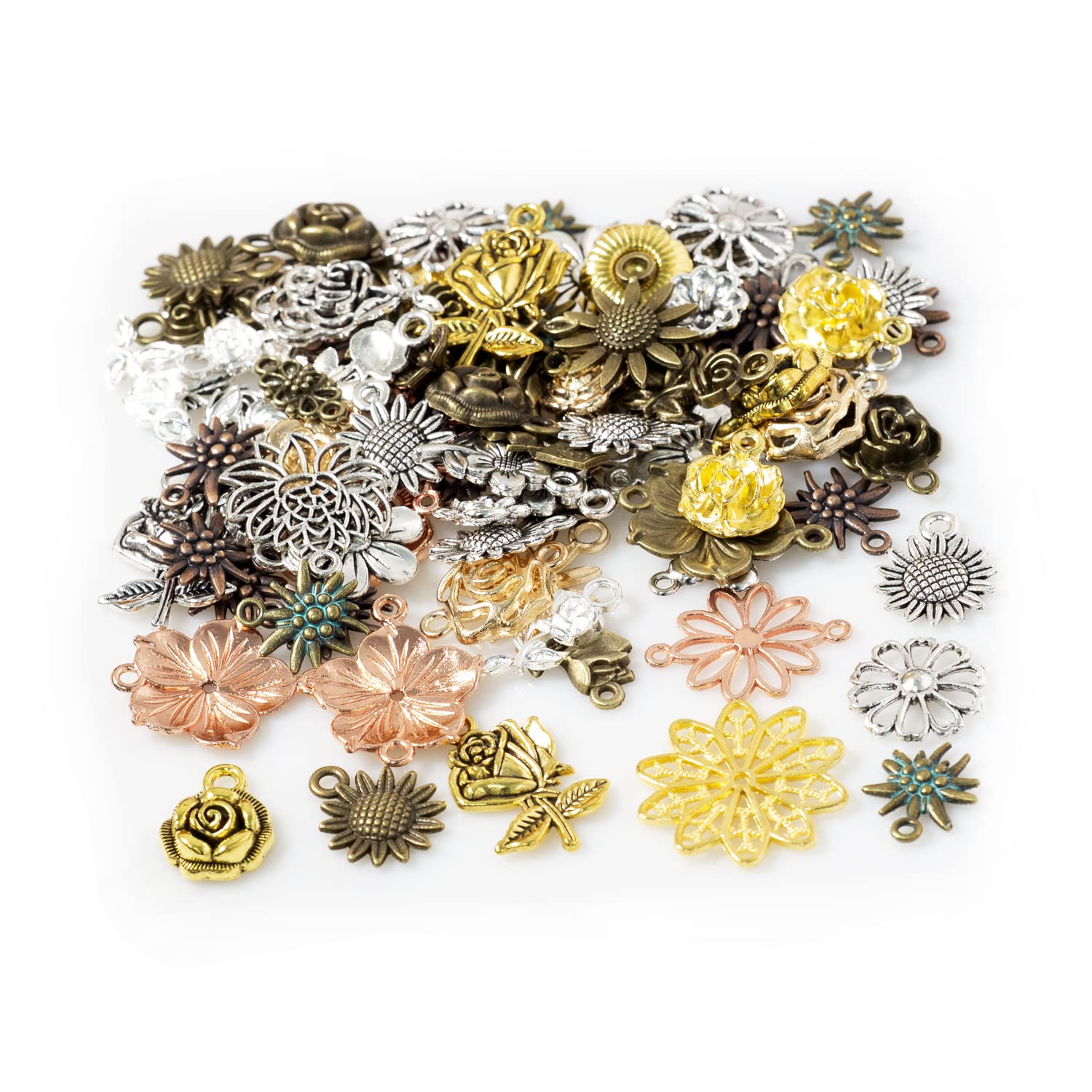 Stino 100g Bulk Metal Pendant Charms for Jewelry Making - Silver & Gold Charms for Bracelets, Necklaces & DIY Crafts (Animals, Plants, Flowers, Pets) - Perfect for Handmade Jewelry, Scrapbooking & Gift Making
