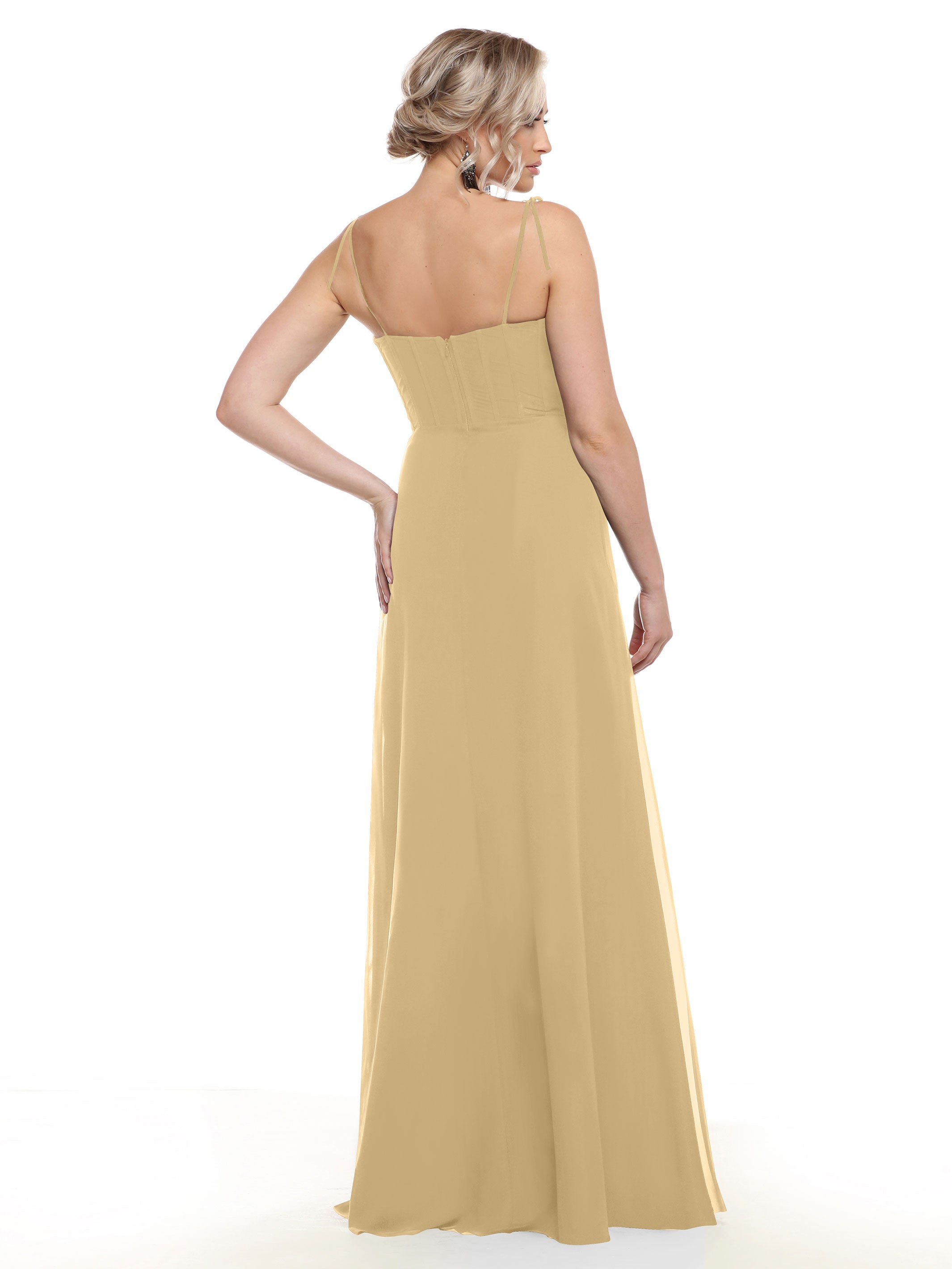 Elegant 80144 Chiffon A-Line Bridesmaid Dress with V-Neck & Spaghetti Straps - Perfect for Weddings, Formal Events & Special Occasions