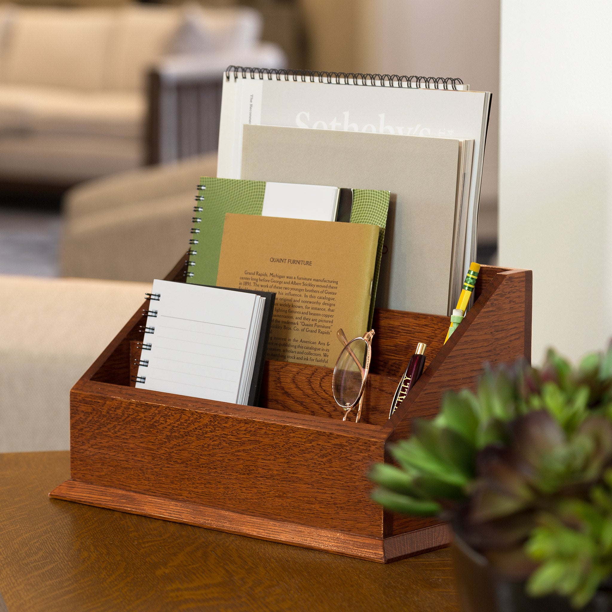 Premium Wooden Desk Organizer with 5 Compartments - Stylish Office Desk Accessory for Pens, Pencils, Scissors & More - Perfect for Home Office, Study Desk, or Workspace Organization