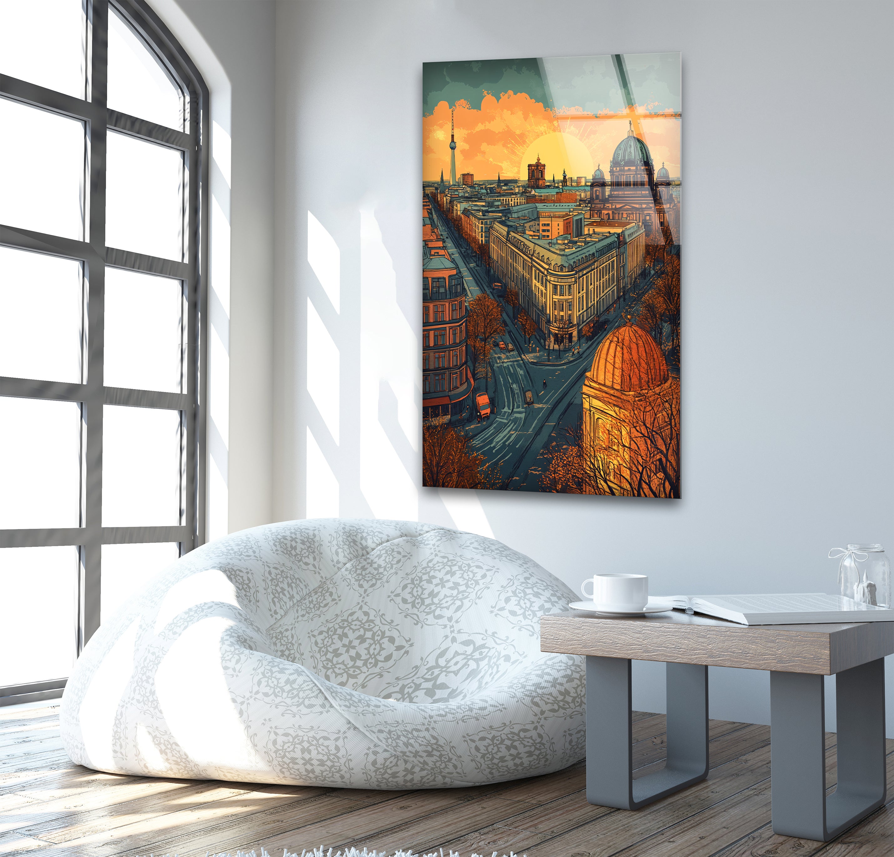 Berlin Graffiti Glass Wall Art - Modern Urban Decor for Living Room, Bedroom & Office - Unique Handmade Glass Artwork for Home & Gifts