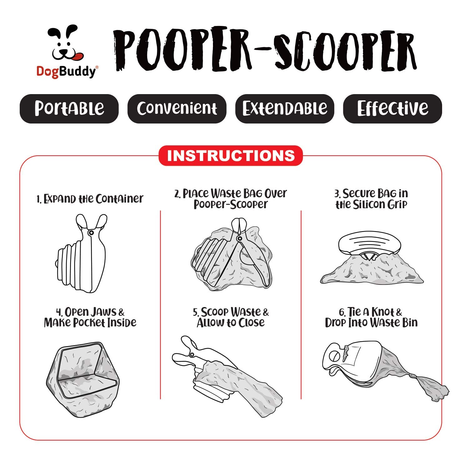 **DogBuddy Pooper Scooper - Portable Dog Waste Cleanup Tool with Bag Holder, Leash Clip & Waste Bags Included - Ideal for Small & Large Dogs - Perfect for Park Walks, Backyard Cleanup & Travel (Medium, Kiwi Green)**