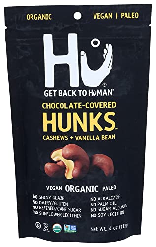 HU Kitchen Chocolate Covered Cashews - Pack of 2 (4 OZ Each) | Organic Dark Chocolate Snacks | Healthy Vegan Treats for Gifts, Parties & Office Snacking