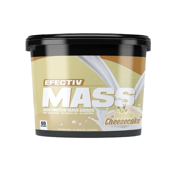 Efectiv Nutrition Mass Vanilla Cheesecake Protein Powder - 5000g for Muscle Gain, Weight Gain & Post-Workout Recovery - Ideal for Bodybuilders & Athletes