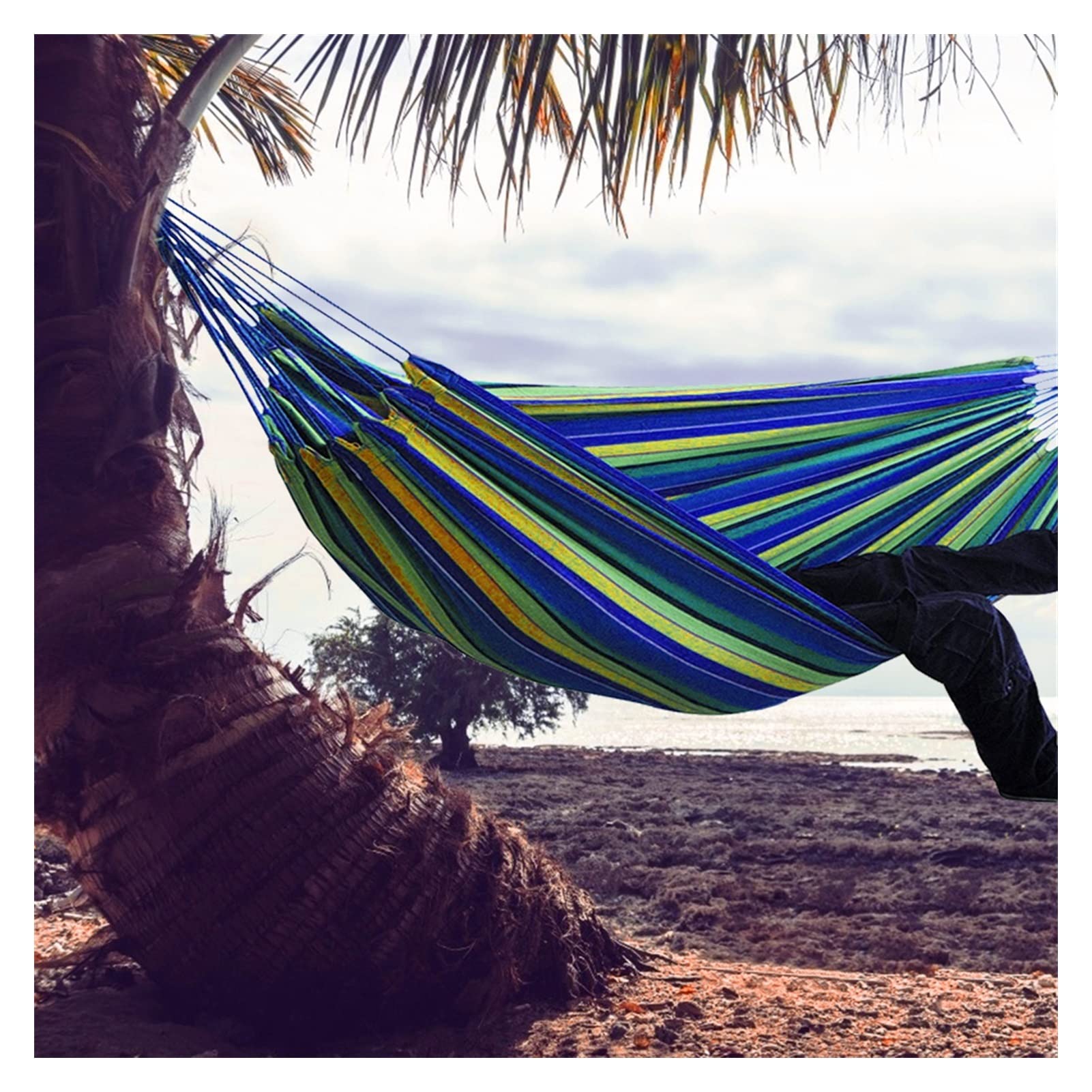 Single & Double Camping Hammock with Mosquito Net - Portable 2 Person Outdoor Hammock for Backpacking, Survival, Travel - Easy Setup Tree Swing Set for Backyard, Beach & Forest Adventures