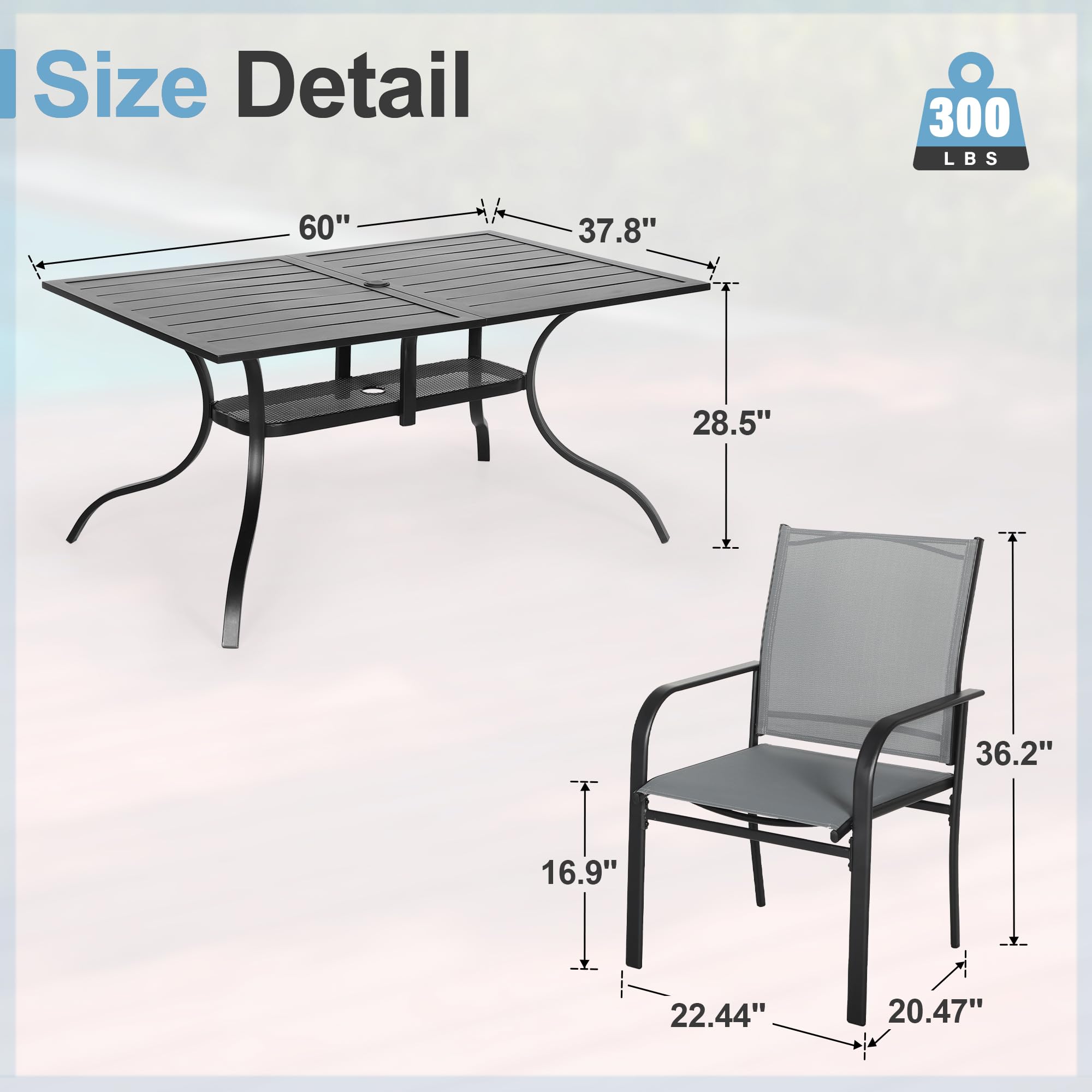 **Crownland 7-Piece Outdoor Patio Dining Set with Textilene Chairs & Rectangular Table - Light Grey - Perfect for Backyard, Garden, and Poolside Dining**