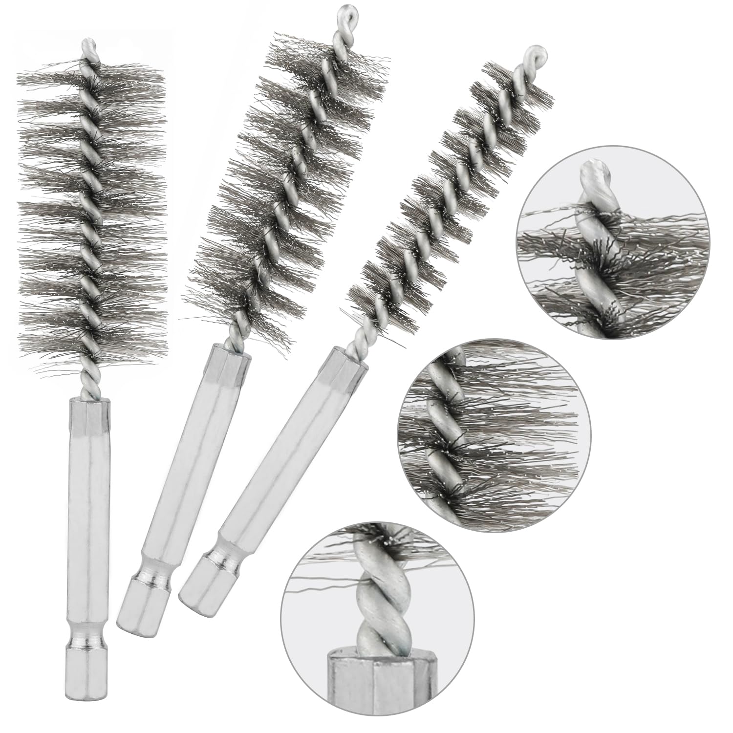 6-Piece Stainless Steel Pipe Cleaning Brush Set - 0.47
