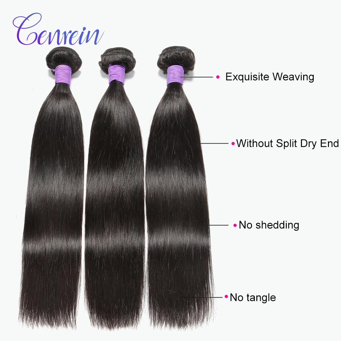 Peruvian Straight 100% Virgin Human Hair Weaves - 3 Bundles (14