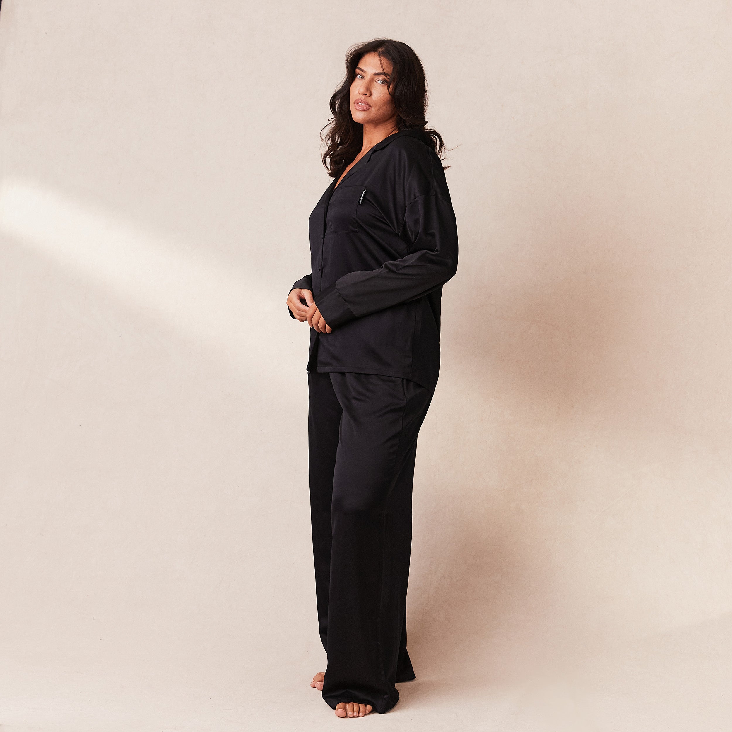 Classic Black Satin Pajama Pants for Women - Soft & Comfortable Sleepwear for Lounge & Nighttime Relaxation