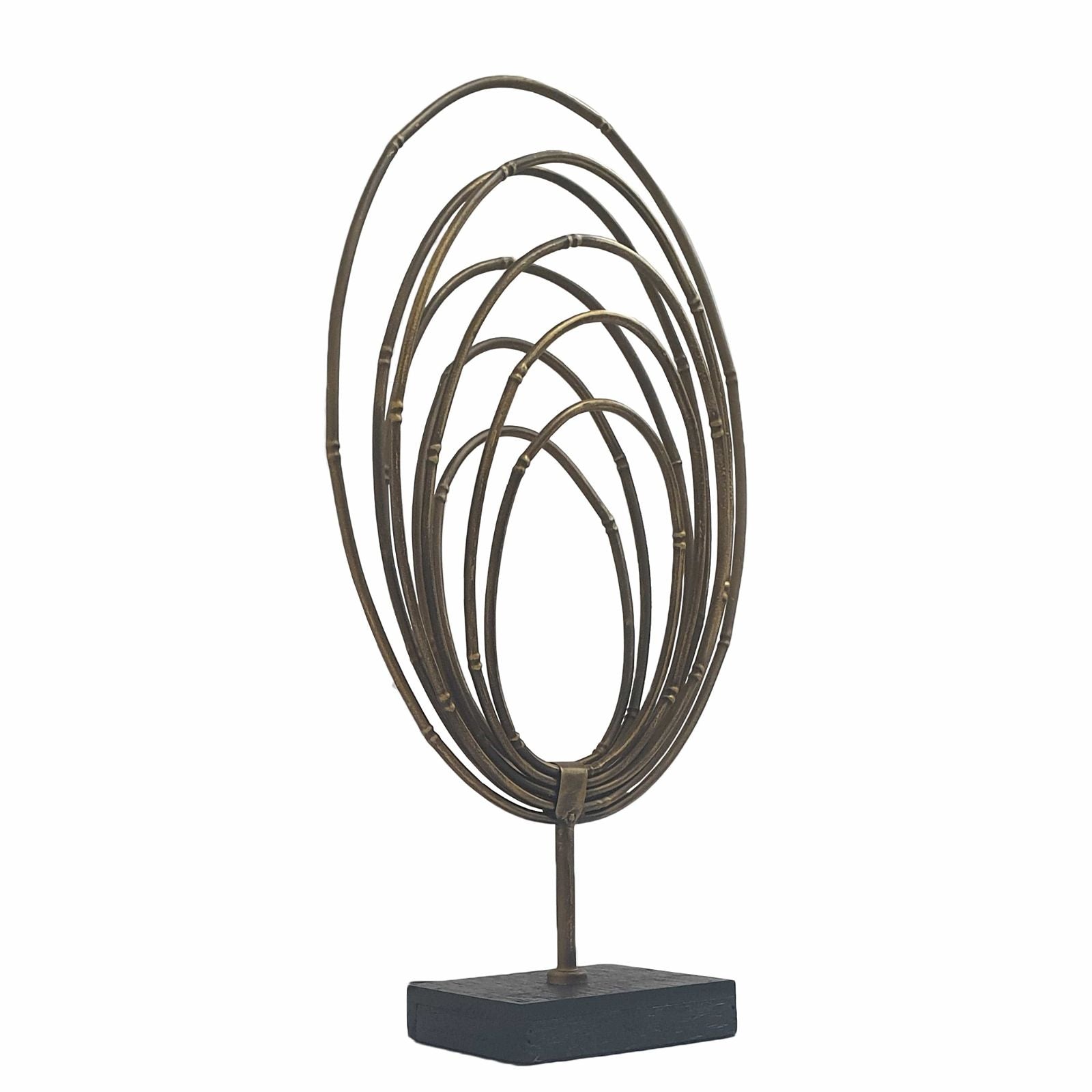 Urban Style Golden Ellipse Rings Table Top Decor - Elegant Home & Office Centerpiece for Dining, Living Room, and Wedding Decorations