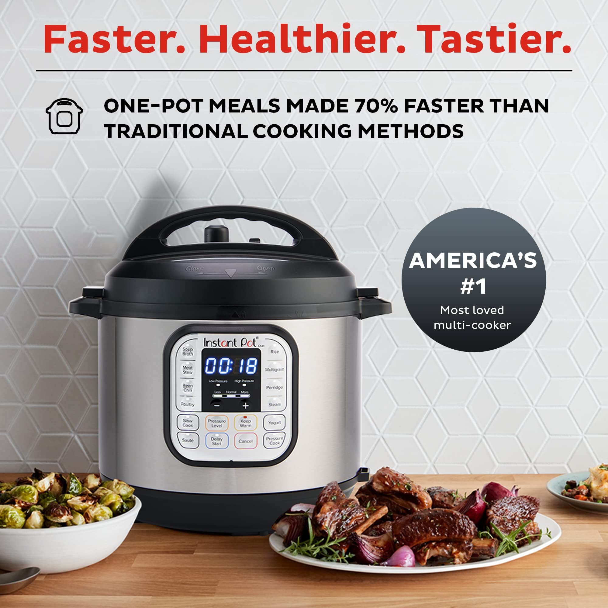Instant Pot Duo 7-in-1 Electric Pressure Cooker & Multi-Cooker | Slow Cooker, Rice Cooker, Steamer, Sauté Pan, Yogurt Maker & Warmer | 6 Quart Stainless Steel | Includes 800+ Recipe App | Perfect for Meal Prep, Family Dinners & Healthy Cooking