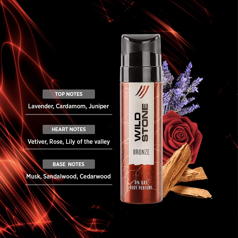 Wild Stone Bronze Perfume Body Spray for Men - 2 Pack (120ml Each) | Long-Lasting Fragrance, No Gas Deodorant | Perfect for Gym, Office & Night Out