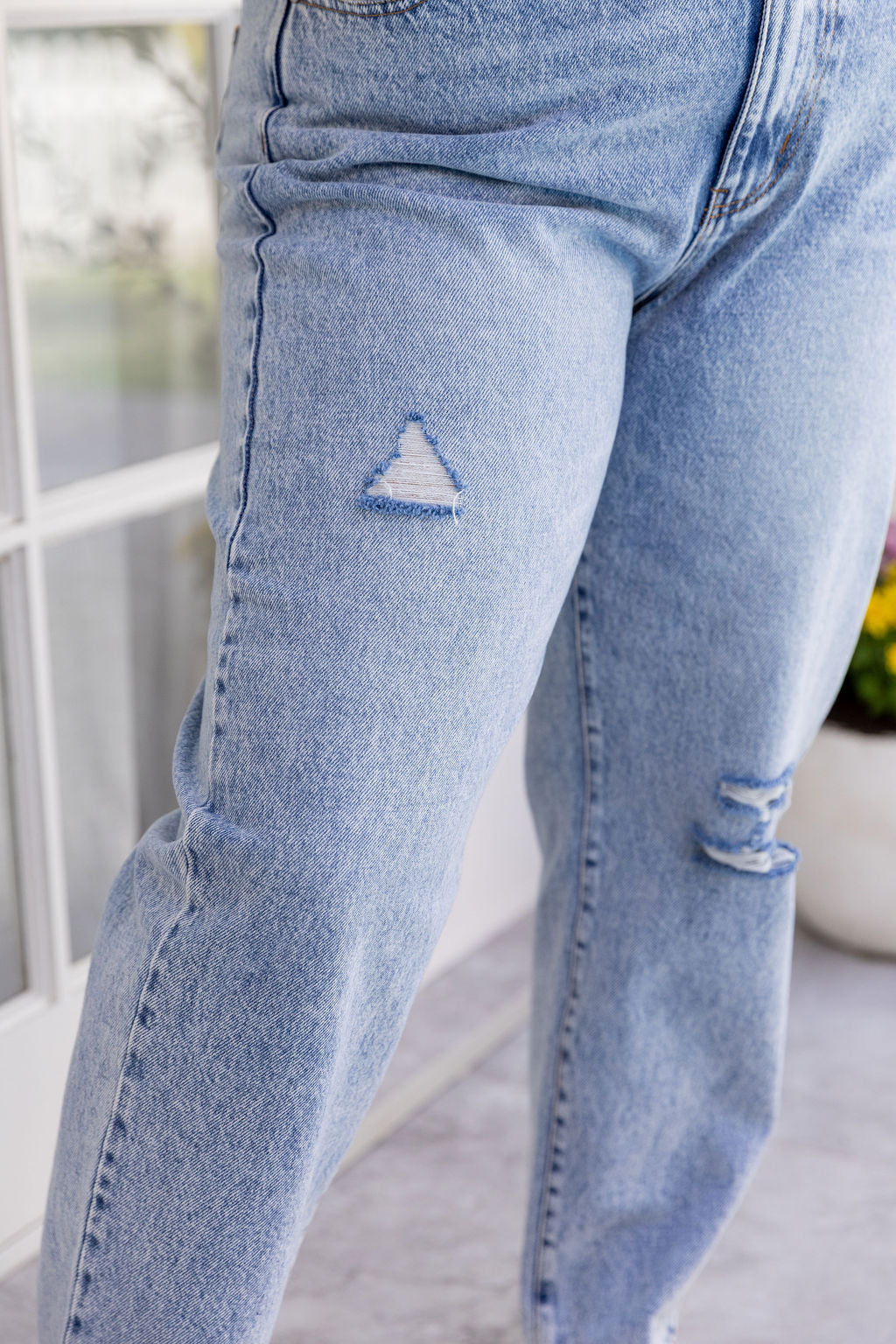 Cerys Light Blue Acid Wash Jeans for Women - High Waisted Distressed Denim Pants | Perfect for Casual Outfits, Streetwear & Everyday Wear