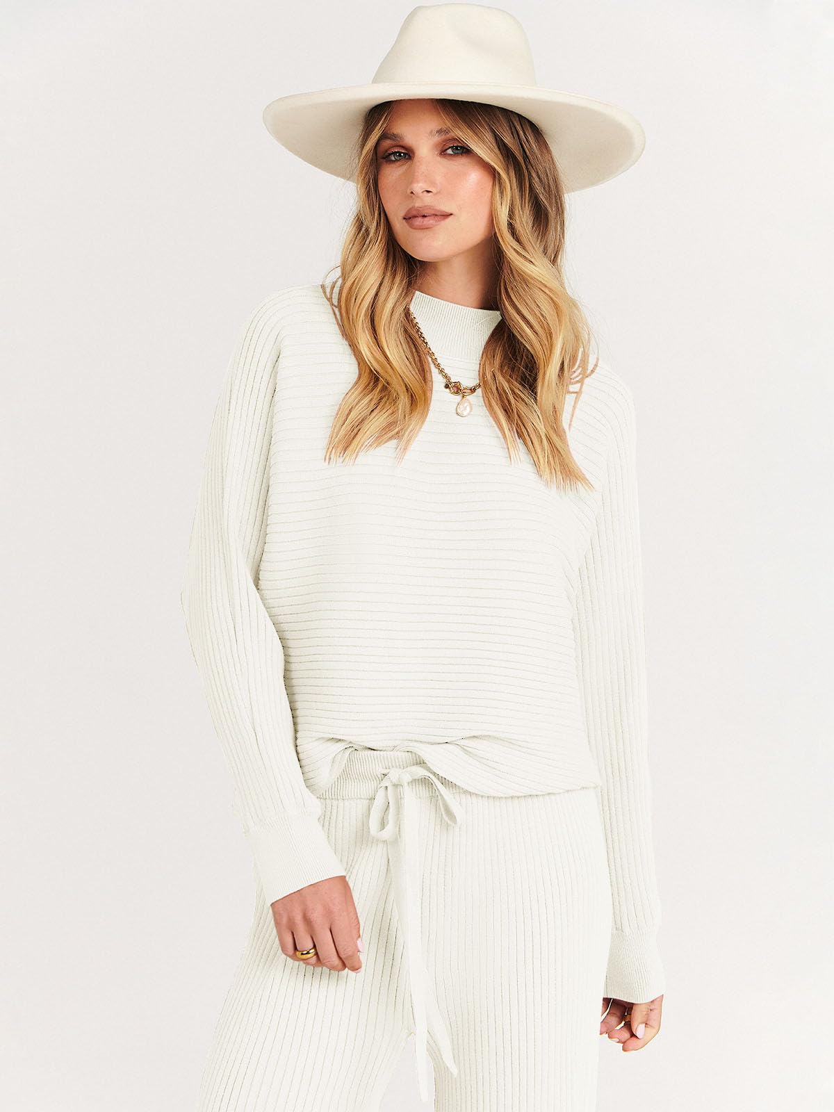 ANRABESS Women's Two Piece Outfits - Cozy Knit Sweater Crop Top & Wide Leg Pants Lounge Set | Trendy Fall 2024 Travel Clothes | Perfect for Casual Wear, Vacation Outfits & Cozy Home Relaxation