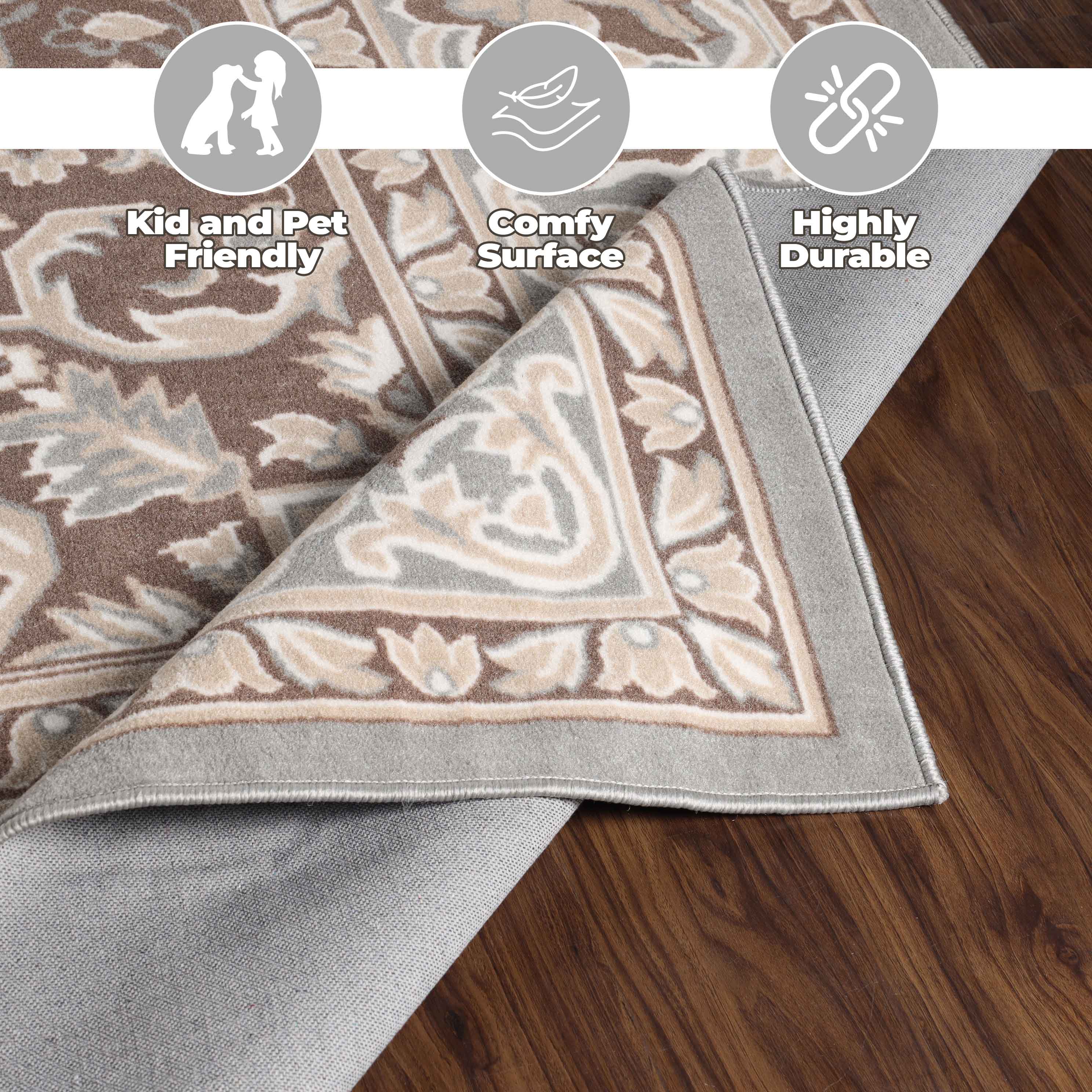 Glendale Traditional Floral Medallion Indoor Area Rug - Non-Slip Living Room Carpet, Bedroom Runner, Hallway Decor | Soft & Durable Home Floor Mat for Cozy Interior Design