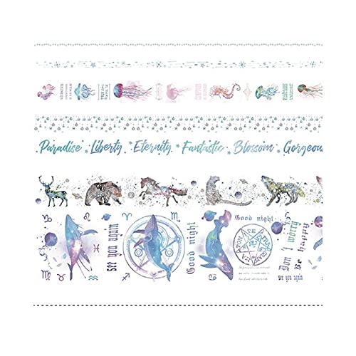 7Pc Romantic Sakura Ocean Star Washi Tape Set - DIY Scrapbooking, Journaling, Card Making Decorative Adhesive Tapes for Crafting, Bullet Journals & Gift Wrapping