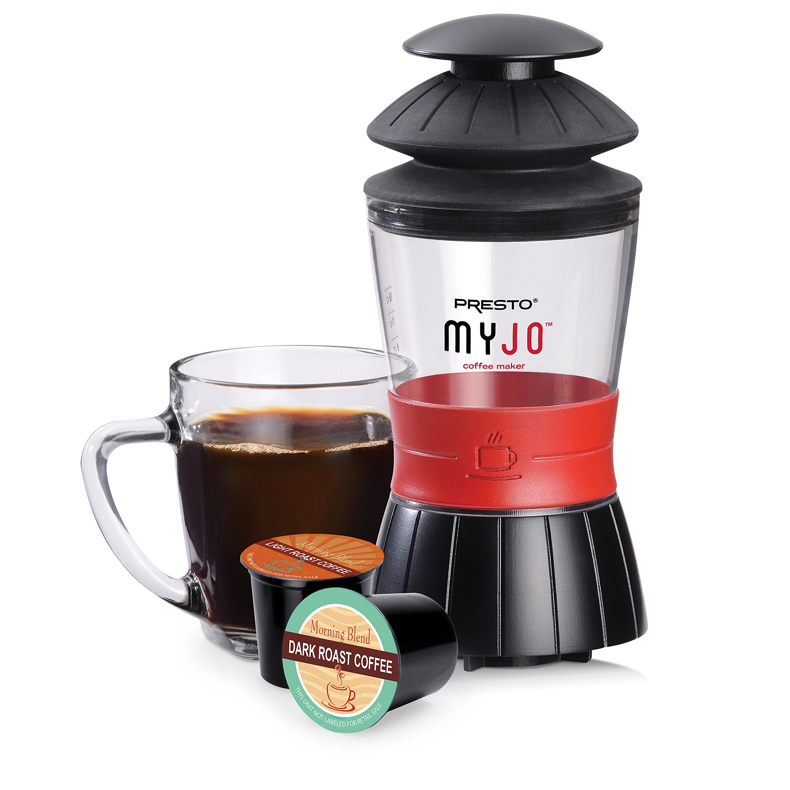 Presto 02835 MyJo Single Cup Coffee Maker - Compact 1-Cup Black Coffee Brewer for Home, Office & Travel | Fast Brewing, Easy to Use, Perfect for Small Spaces