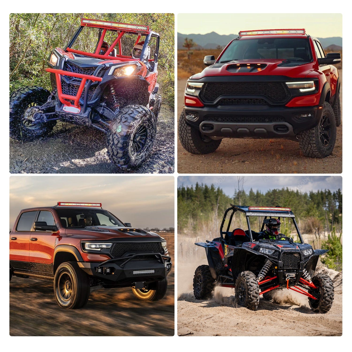 42 Inch Triple Row Red Shell Spot Flood LED Light Bar with 14AWG Wire & 5Pin Switch - Off-Road, Truck, ATV, Boat Lighting for Adventure & Work
