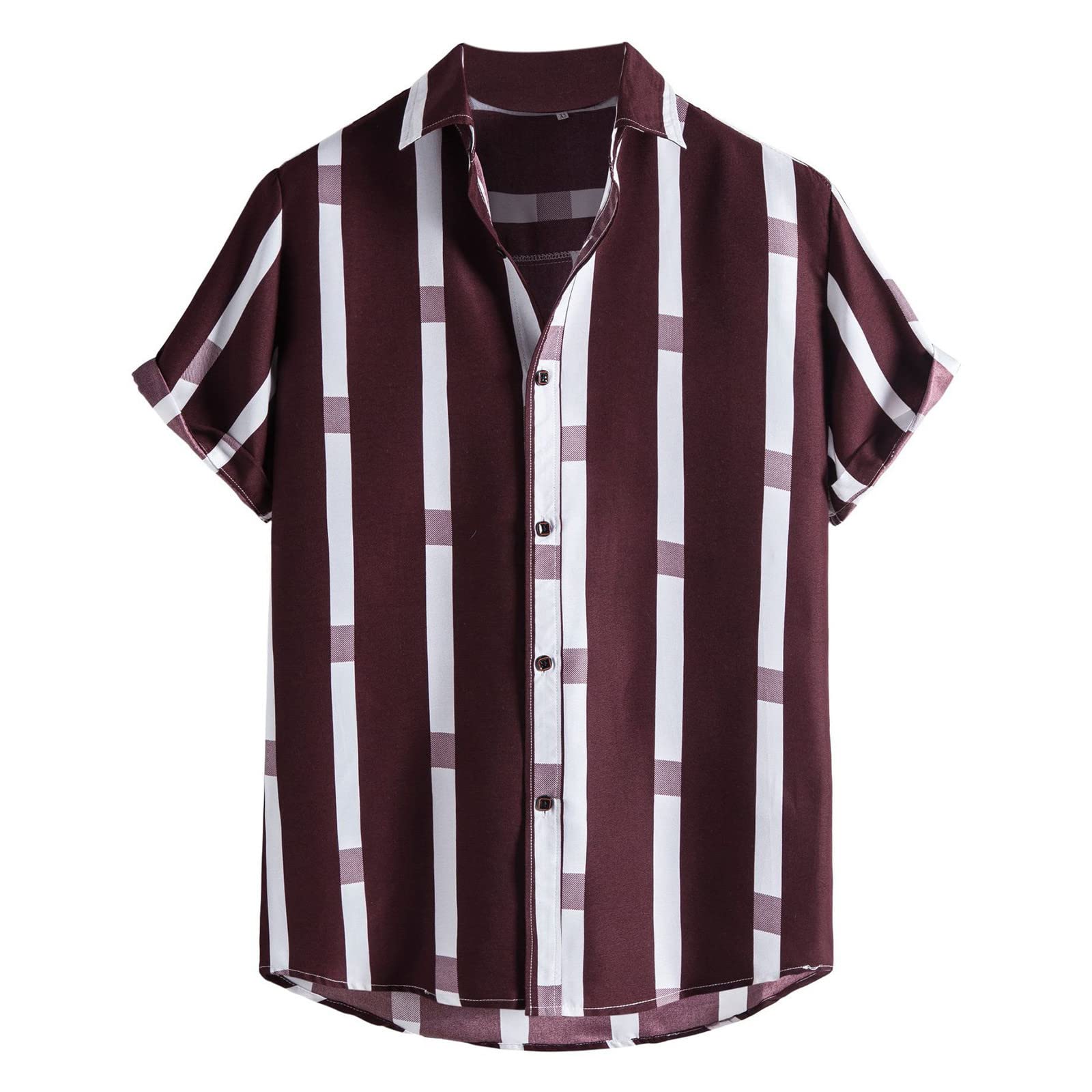 Premium Men's Summer Casual Dress Shirts - Short Sleeve Striped Printed Shirts with Turn-Down Collar | Office Wear, Business Casual & Outdoor Activities