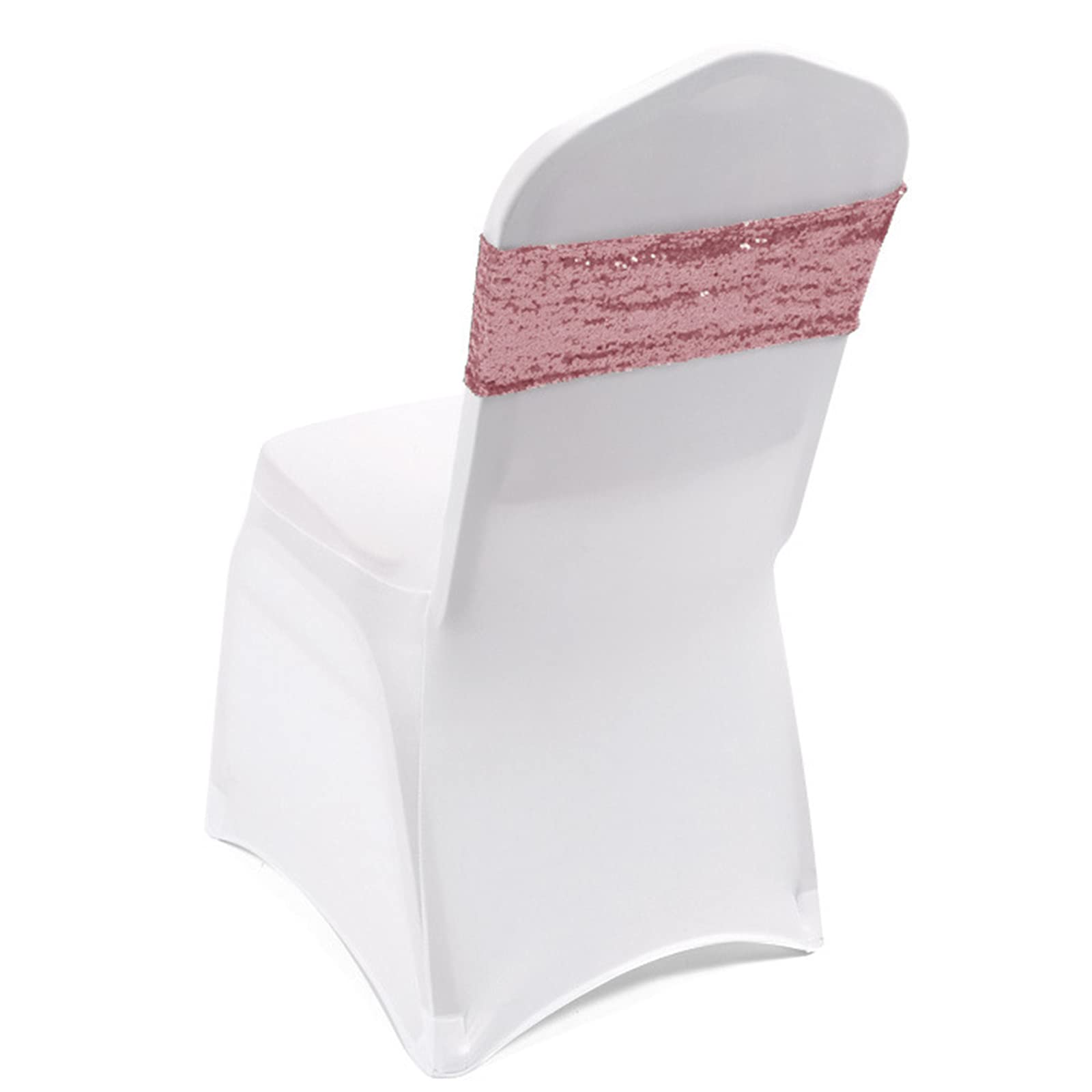 10 Pack Stretch Sequin Chair Sashes - One-Sided Glitter Chair Bands for Wedding, Reception, Party & Event Decorations (Rose Gold) | Elegant Chair Cover Decor for Banquet, Bridal Shower & Special Occasions