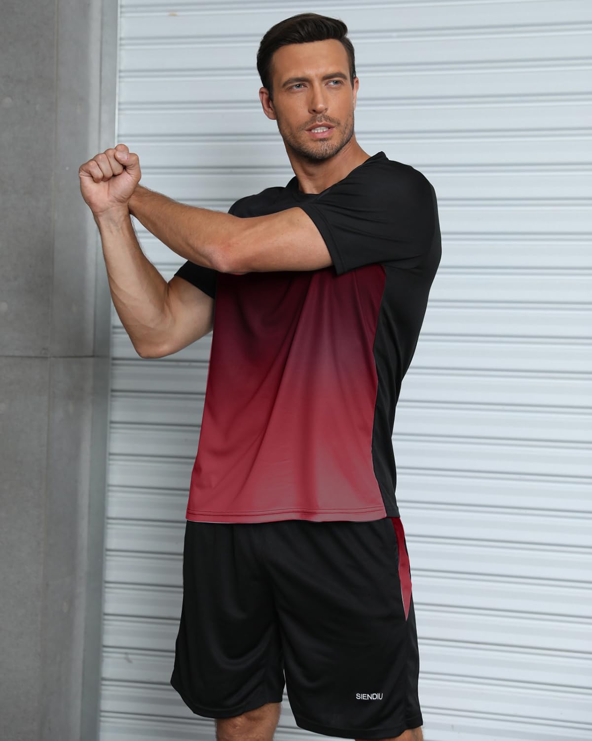 **Men's 3-Pack Workout Sets - Athletic Short Sleeve Shirts & Shorts for Soccer, Basketball, Running, Gym & Football - Breathable Summer Sportswear for Training & Outdoor Activities**