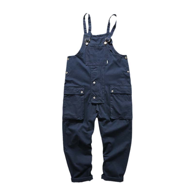 **Men's Casual Bib Overalls with Suspenders - Loose Fit Cargo Pants for Streetwear | Durable & Stylish for Work, Outdoor, and Japanese Fashion**