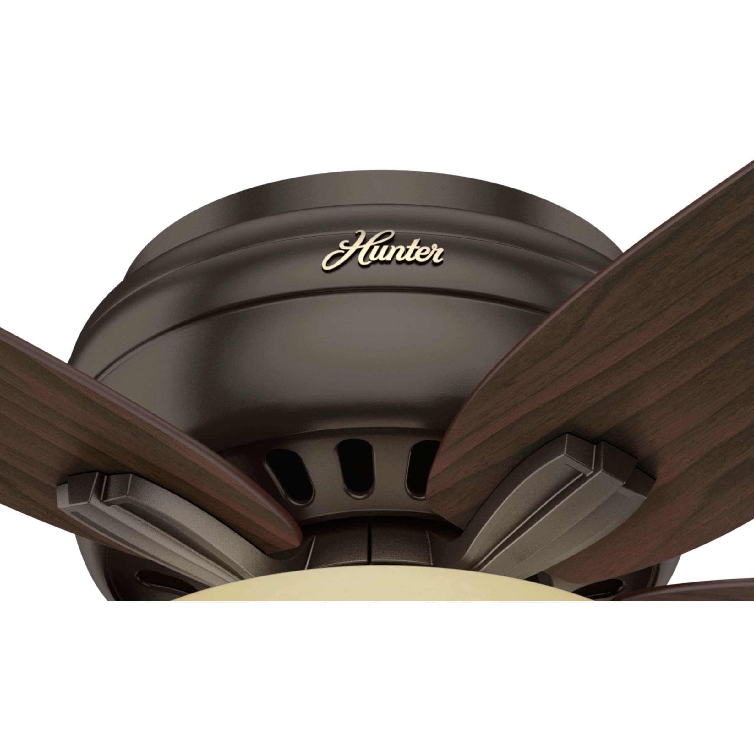 Hunter Fan Company 51081 42 Inch Newsome Premier Bronze Low Profile Ceiling Fan with LED Light Kit and Pull Chain - Perfect for Bedrooms, Living Rooms, and Indoor Spaces