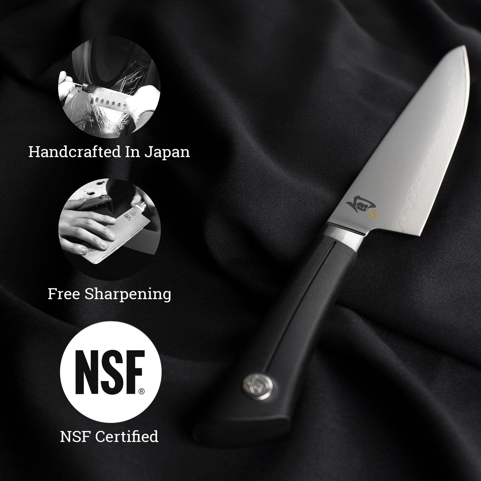 Shun Sora 8 Inch Chef Knife - Premium Japanese Handcrafted Kitchen Knife, NSF Certified Professional Cutlery, VB0706 Black - Perfect for Slicing, Dicing & Chopping Vegetables, Meat & Fish