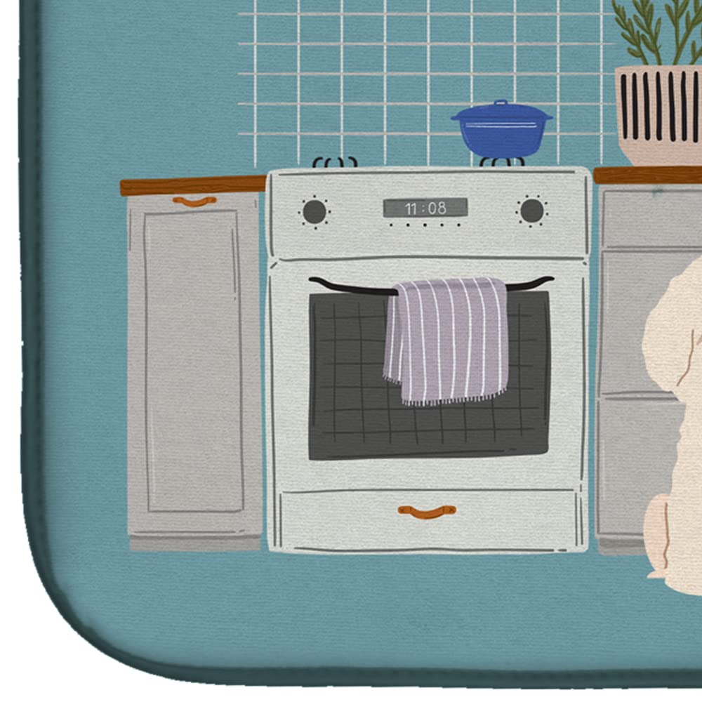 Bichon Frise Dish Drying Mat - Absorbent Kitchen Counter Pad 14x21