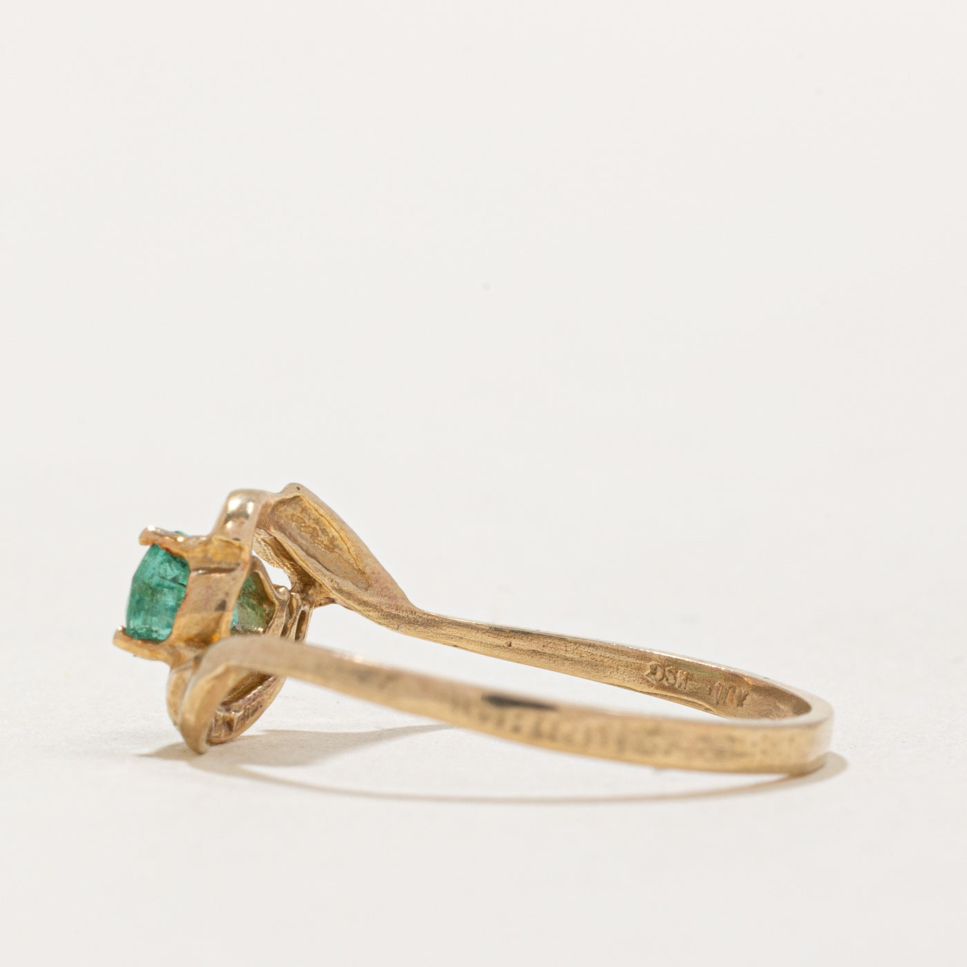 Emerald & Diamond Abstract Ring - 0.33ct Emerald & 0.01ct Diamond - Size 7.25 - Elegant Statement Jewelry for Women - Perfect for Weddings, Anniversaries & Special Occasions