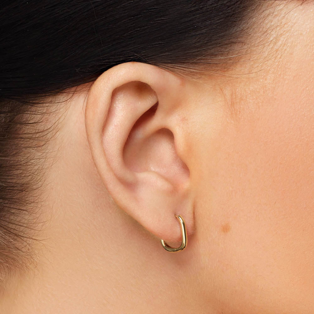 10k Gold Oval Paperclip Huggie Earrings - Minimalist Dainty Hoop Earrings for Women, Everyday Wear & Gift Giving