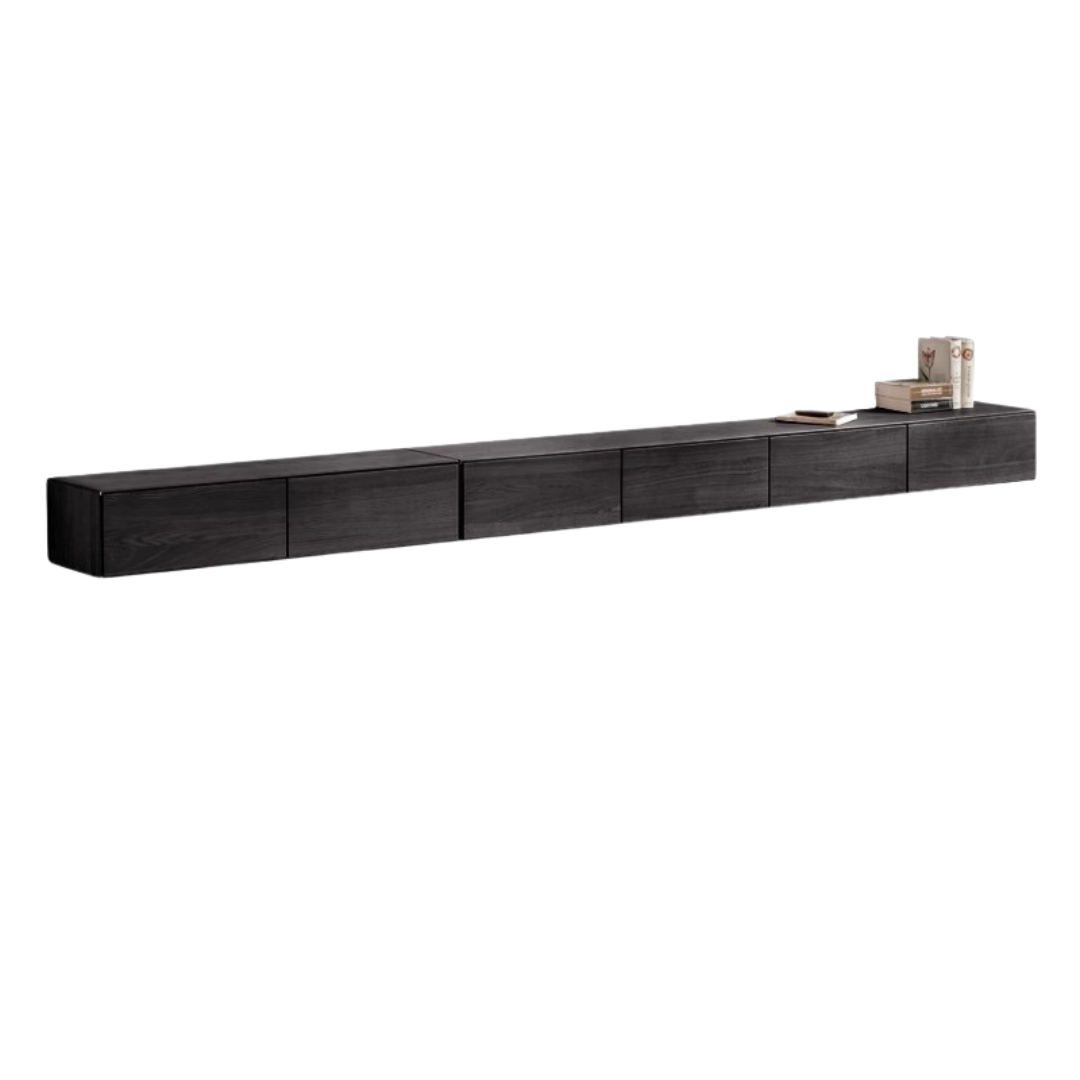 Oak Solid Wood TV Stand with Hanging LED Lights - Modern Entertainment Center for Living Room & Home Theater