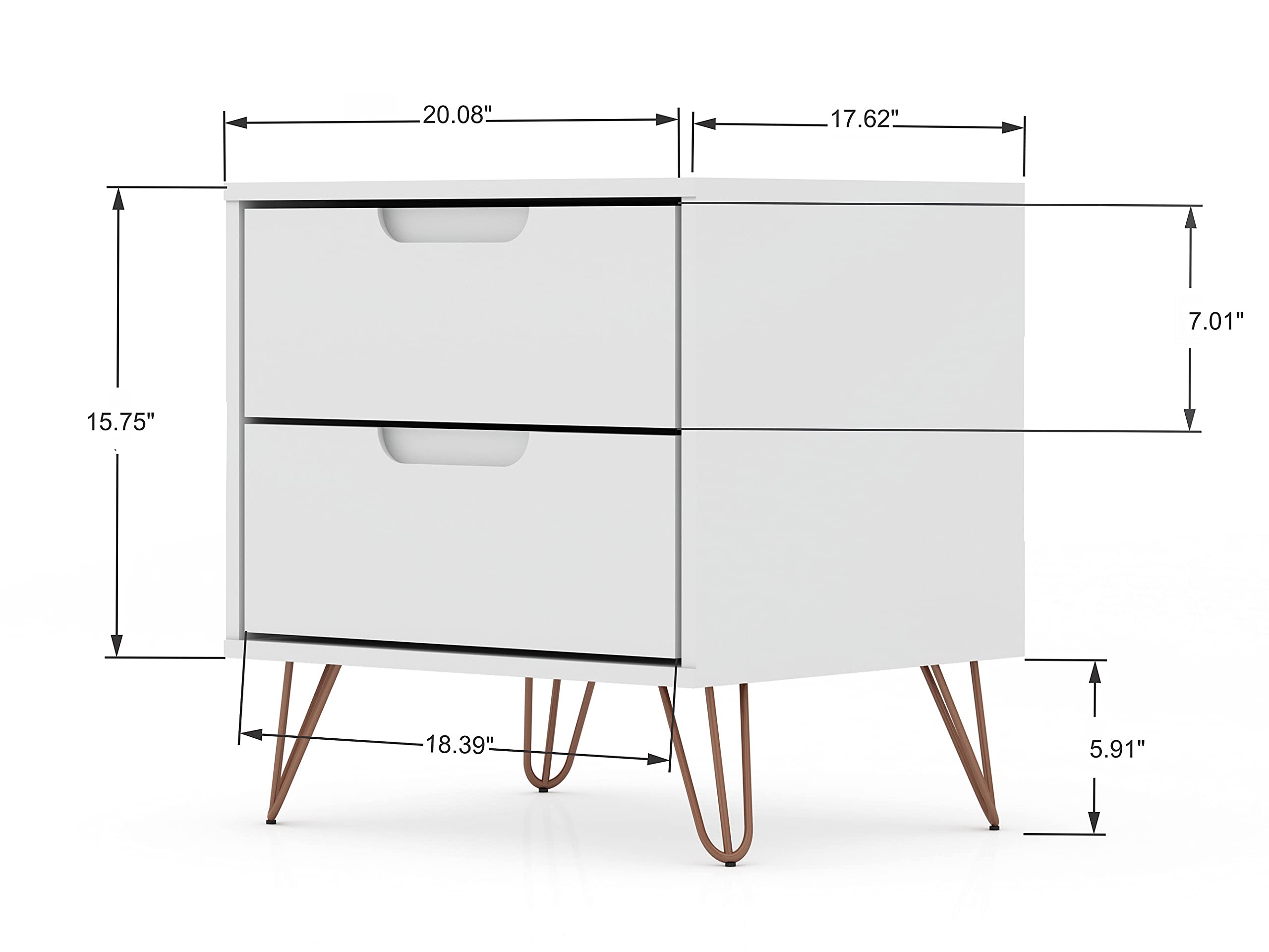 Mid Century Modern Nightstands Set of 2 - White Minimalist Bedside Tables with Drawers for Bedroom & Living Room | Storage Organizer & Display Shelf for Small Spaces | Perfect for Apartments, Dorms & Guest Rooms