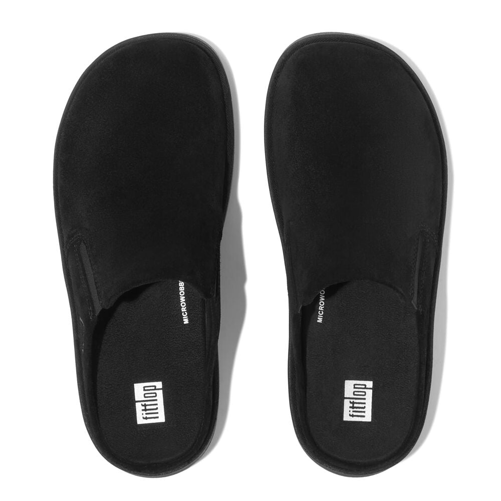 FitFlop Gen FF Elasticated Suede Mules - Comfortable Black Slip-On Shoes for Women, Perfect for Home, Office & Casual Wear