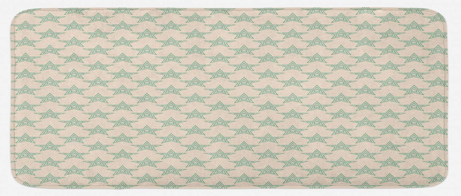 Ambesonne Non-Slip Kitchen Mat with Geometric Star Design, 47
