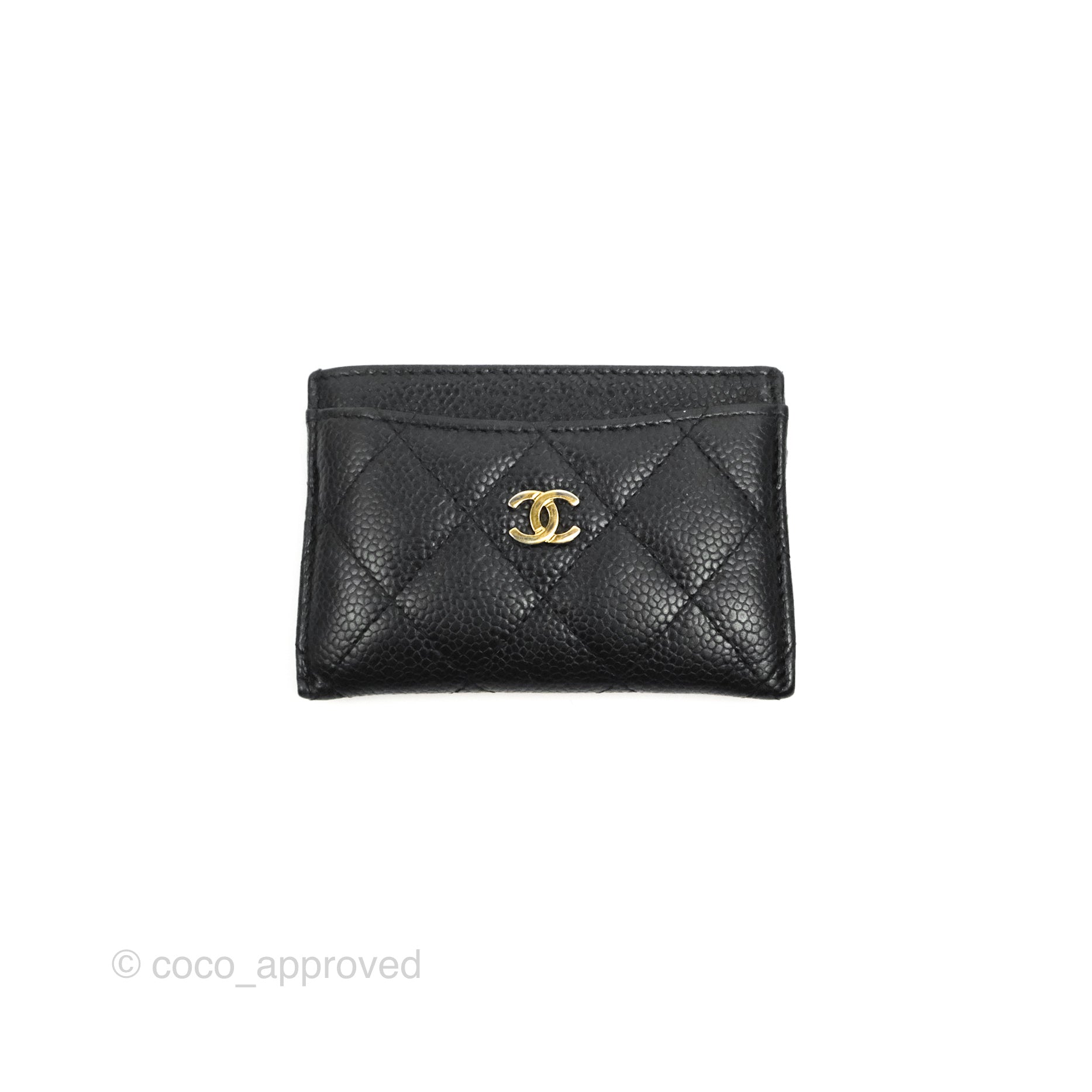 Chanel Classic Flat Card Holder in Black Caviar Leather with Gold Hardware - Luxury Wallet for Women, Perfect for Everyday Use & Gift Giving