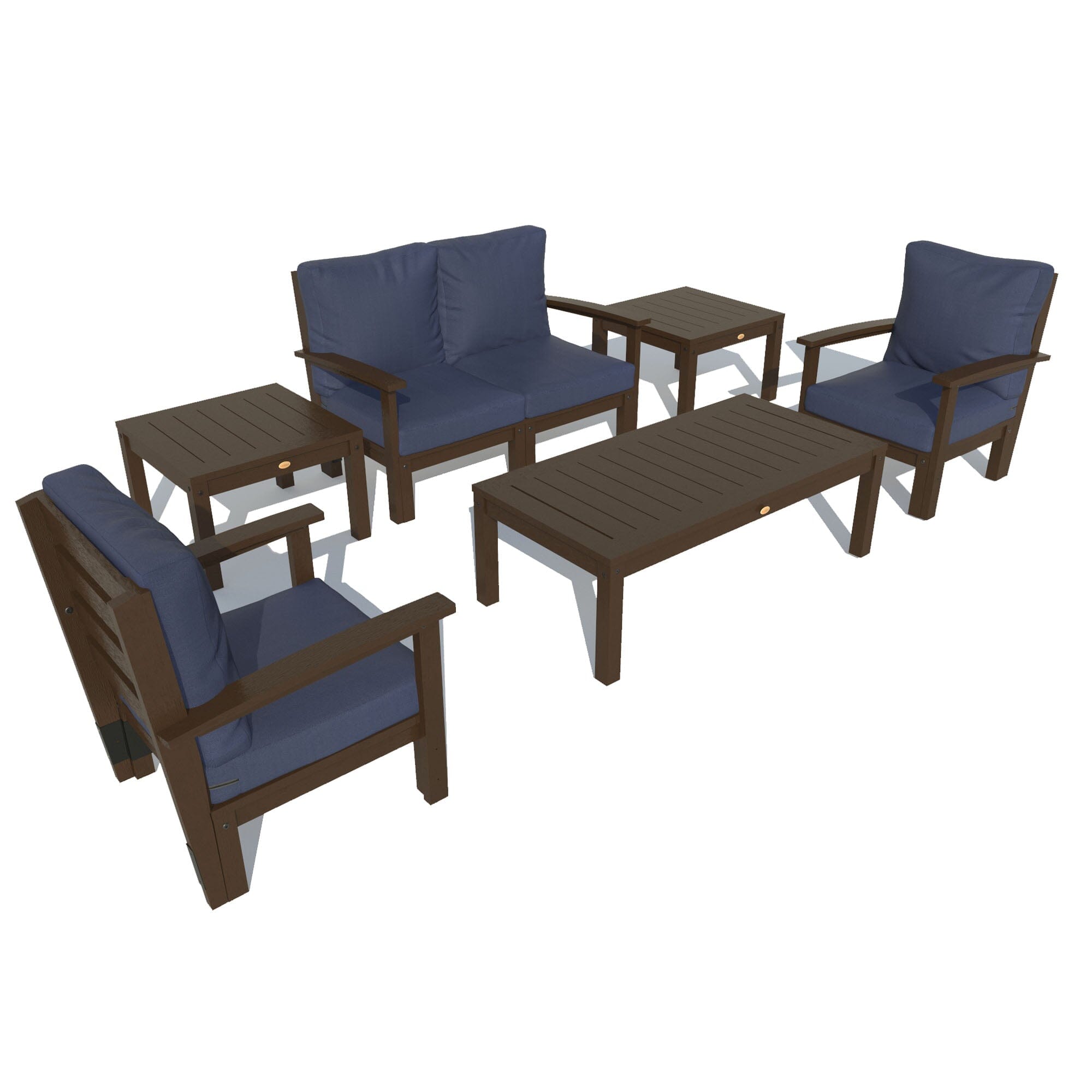 Custom Deep Seating Outdoor Furniture Set - 2-Seater Loveseat, Pair of Chairs, Coffee Table & 2 Side Tables for Patio, Garden or Poolside Relaxation