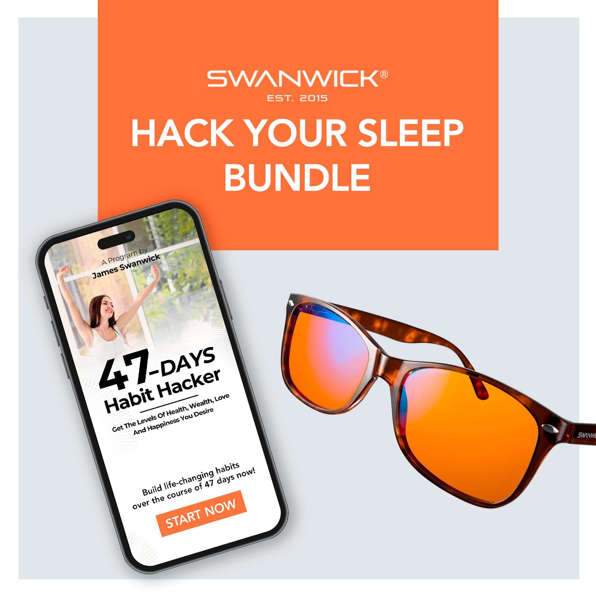 Premium Swanwick Amber Fit Over Blue Light Blocking Glasses - 99% Blue Blocker, Fits Over Prescription Glasses for Eye Strain Relief - Perfect for Computer Work, Gaming & Nighttime Screen Use