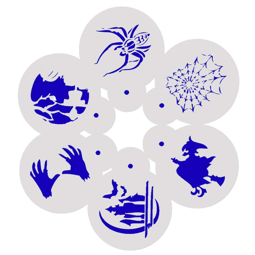 Halloween Coffee Stencils Set - Bat, Ghost, Castle, Witch & Spider Barista Cappuccino Art Templates for Pumpkin Spice Latte Decorating | Perfect for Fall, Thanksgiving & Halloween Party Coffee Decor