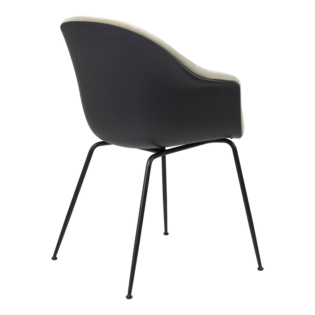 Bat Dining Chair with Black Matte Conic Base & Front Upholstery - Modern Kitchen & Dining Room Seating for Home & Restaurant Use