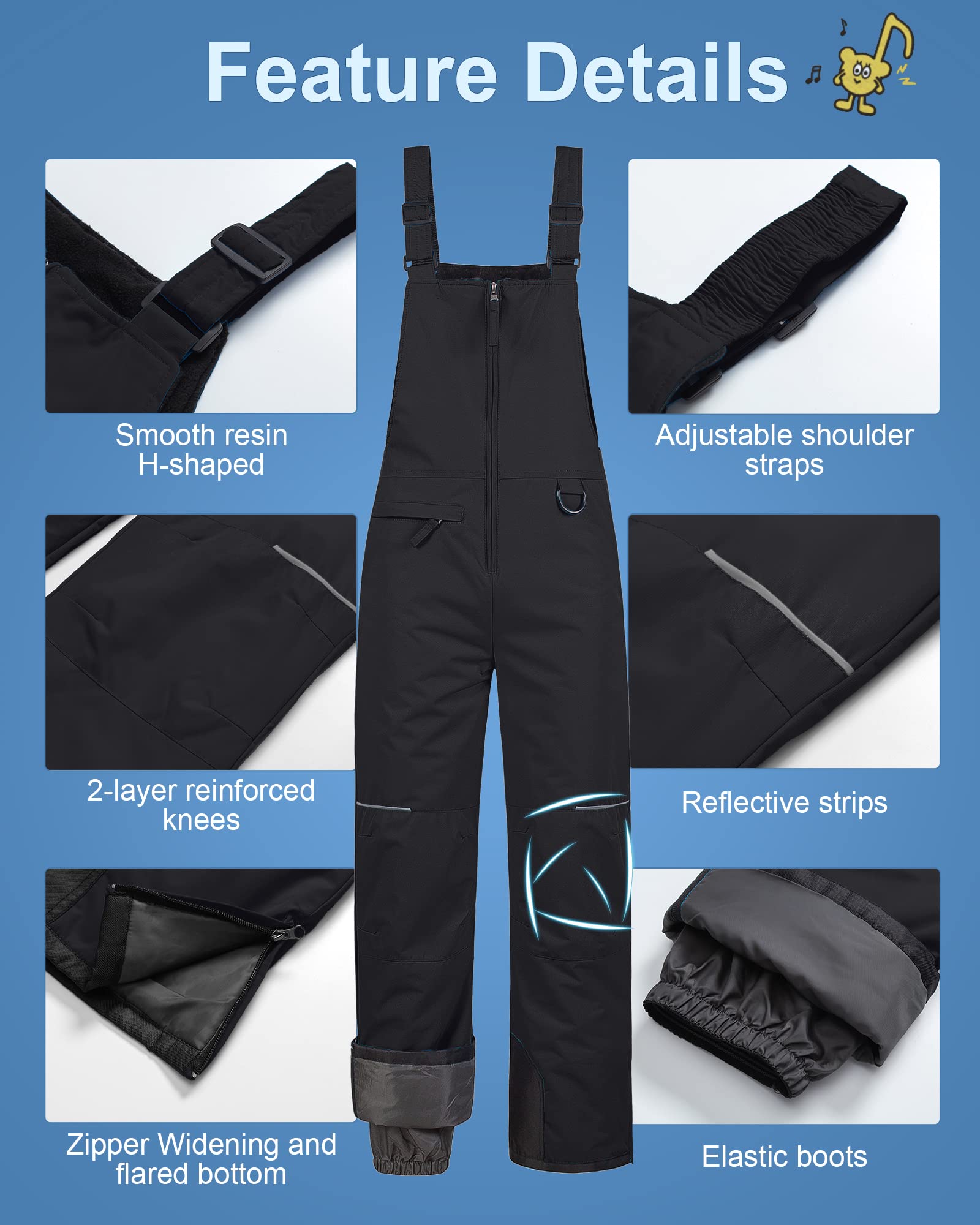 Pursky Kids' Insulated Waterproof Snow Pants - Boys' Winter Ski Bibs for Snowboarding & Outdoor Activities | Fleece-Lined Snow Overalls for Cold Weather Adventures