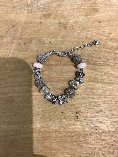 Elegant Silver & Pink Charm Bracelet for Women - Trendy Fashion Jewelry Gift for Birthday, Anniversary & Special Occasions | Perfect for Parties, Weddings & Everyday Wear