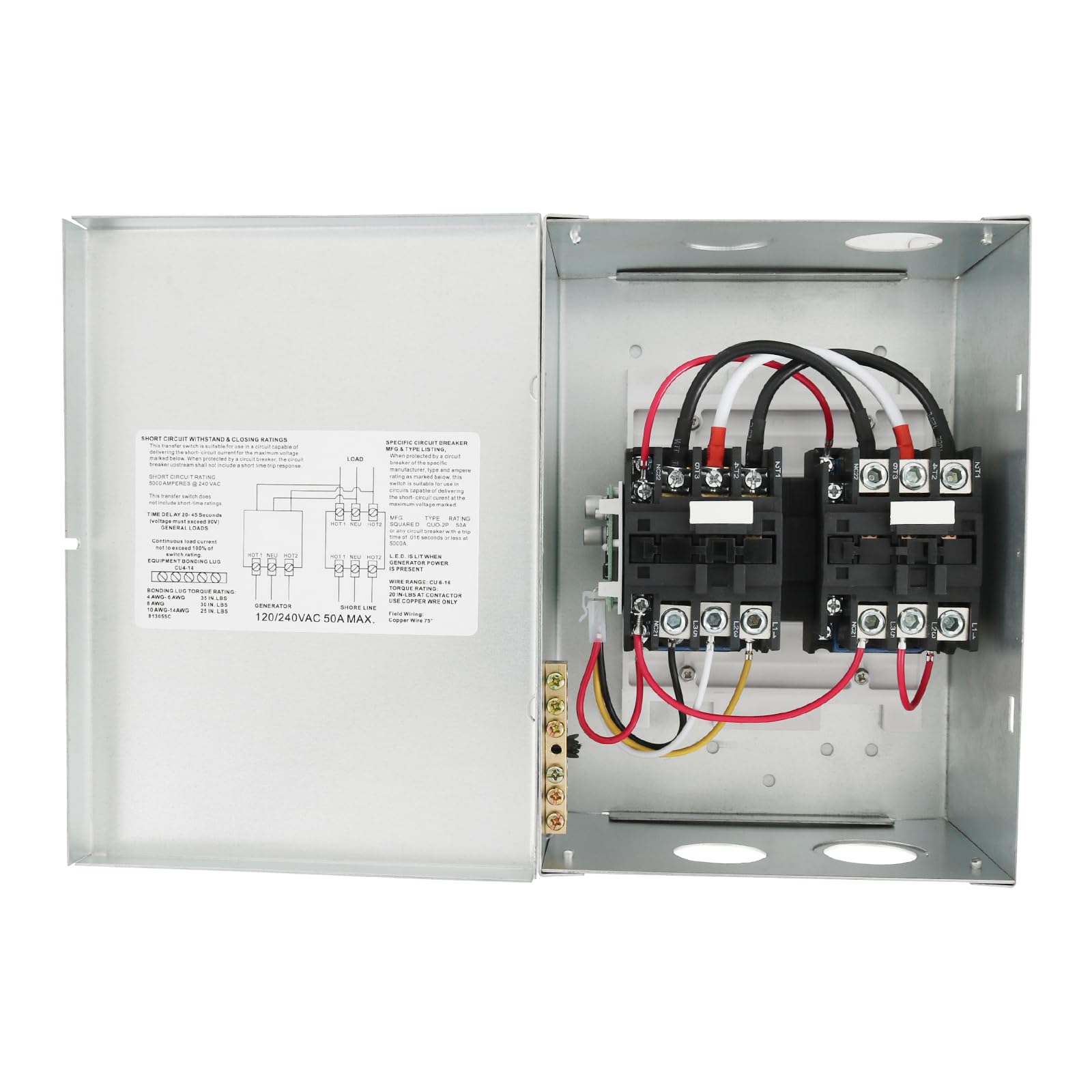 RV Automatic Transfer Switch 240VAC 50A 70A Neutral - Power Transfer Solution for RVs, Speedboats & 120/240V Power Sources | Perfect for Seamless Shore Power Switching & Emergency Backup