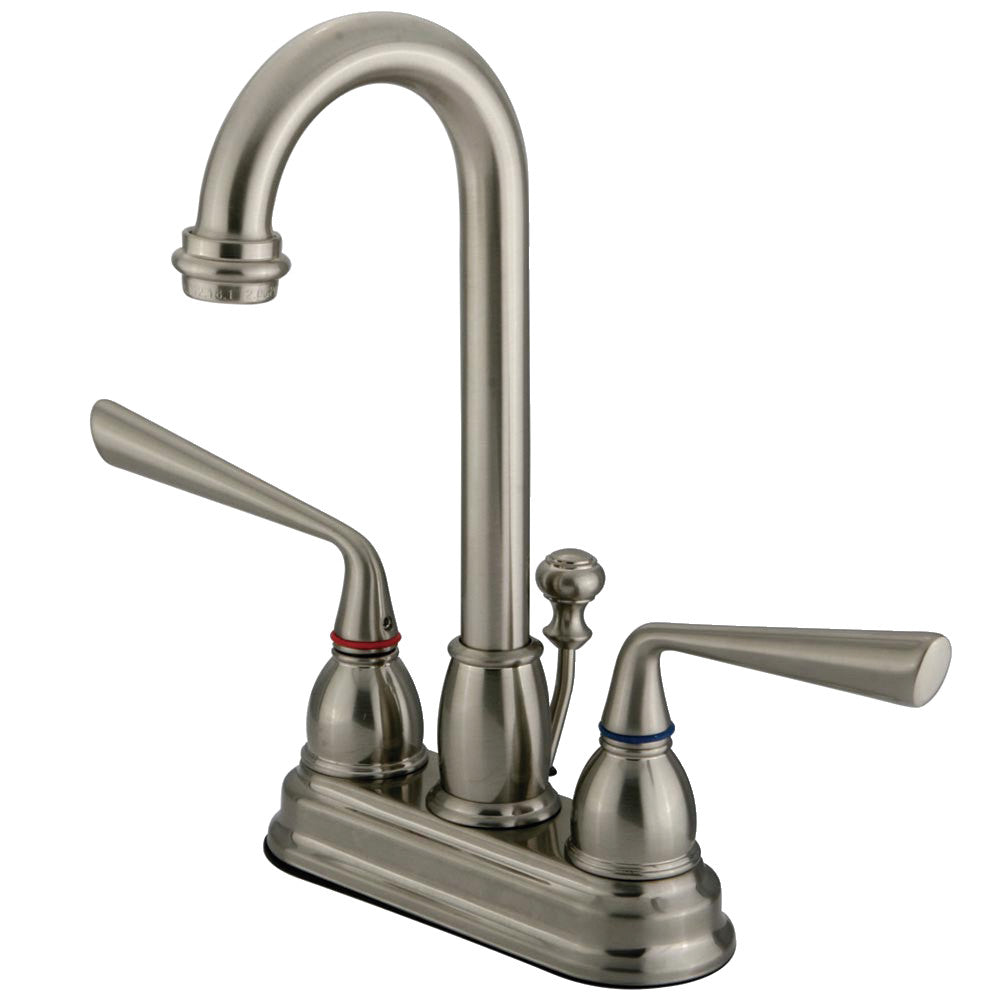 Kingston Brass KB3615ZL 4-Inch Centerset Bathroom Faucet - Chrome Finish, Single Handle, Water-Saving Design for Sink Vanity and Powder Room Installation