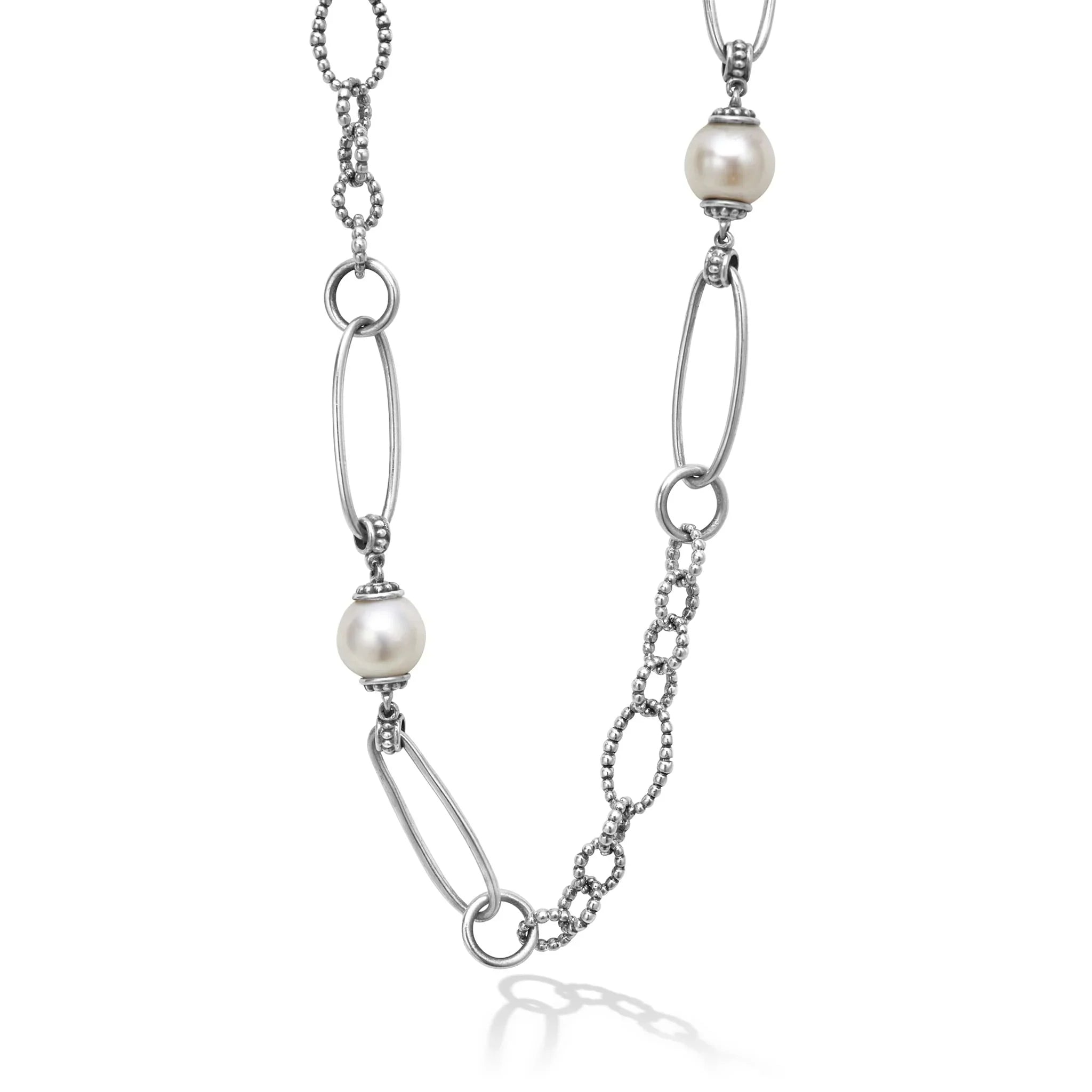 Elegant Pearl Link Necklace for Women - Classic & Timeless Jewelry Gift for Her - Perfect for Weddings, Parties & Everyday Wear